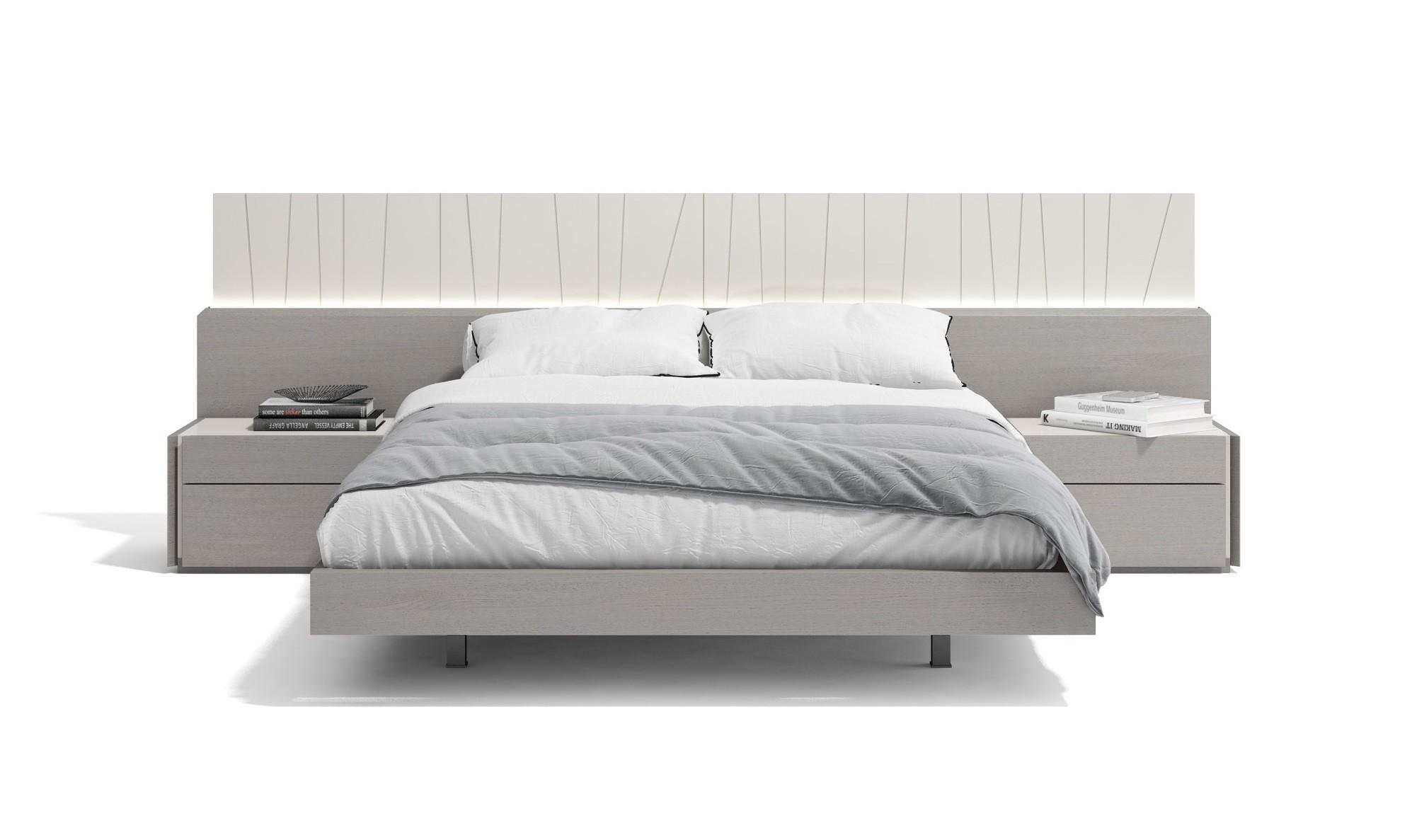 Modern Platform Bedroom Set Porto SKU 17865-EK-Set-3 in Gray 