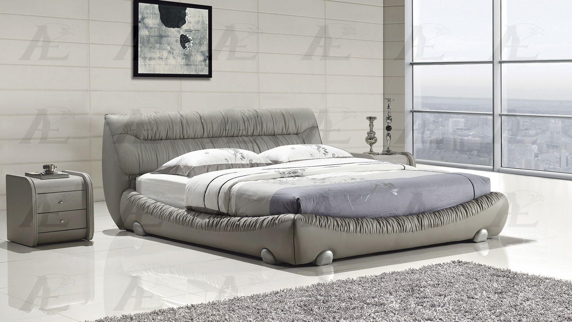 Contemporary, Modern Platform Bedroom Set B6232-Q B6232-Q in Gray Genuine Leather