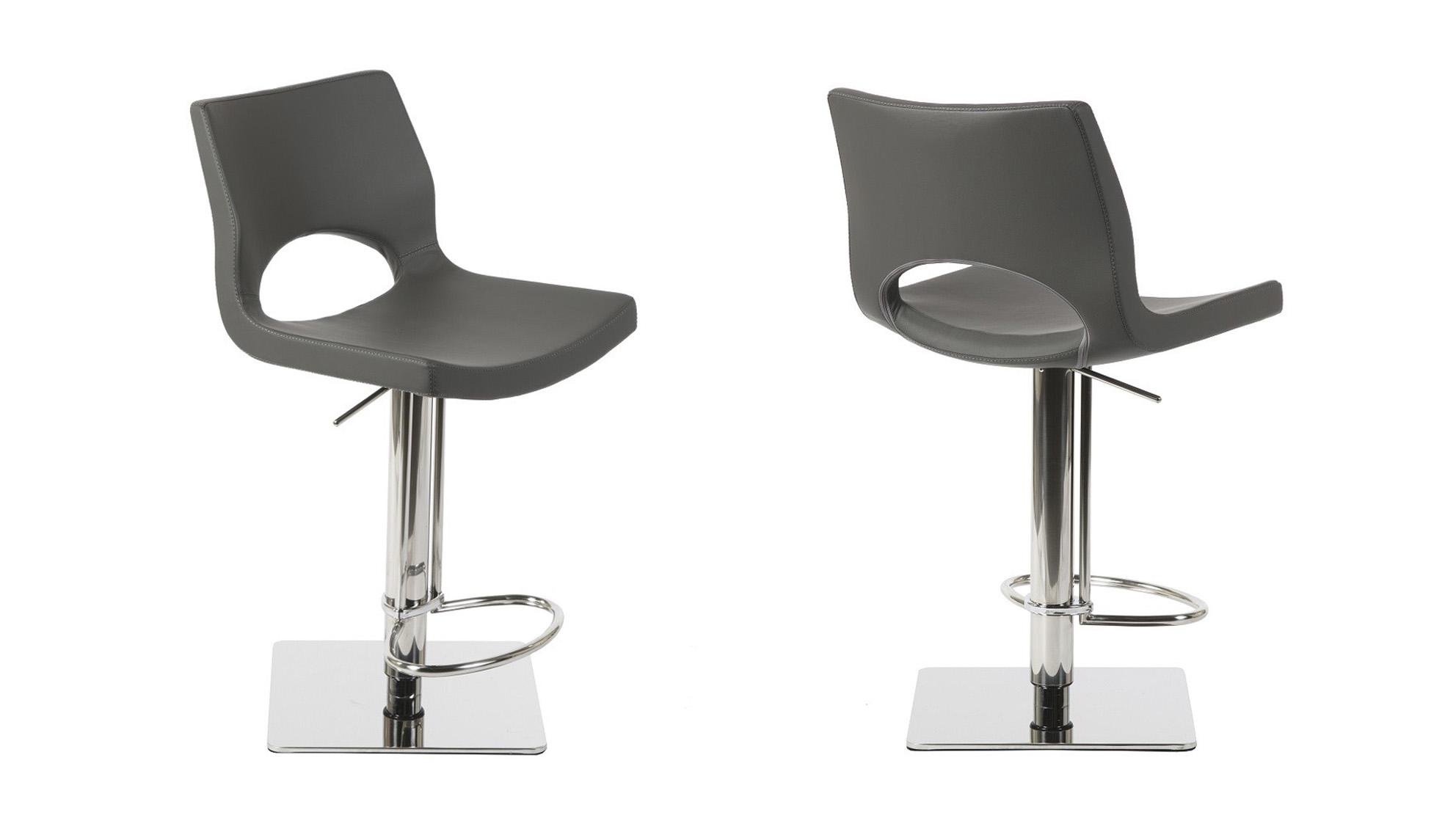 Casual, Transitional Bar Stool Logan SKU:BS2033-Set-2 in Gray Geniune Leather