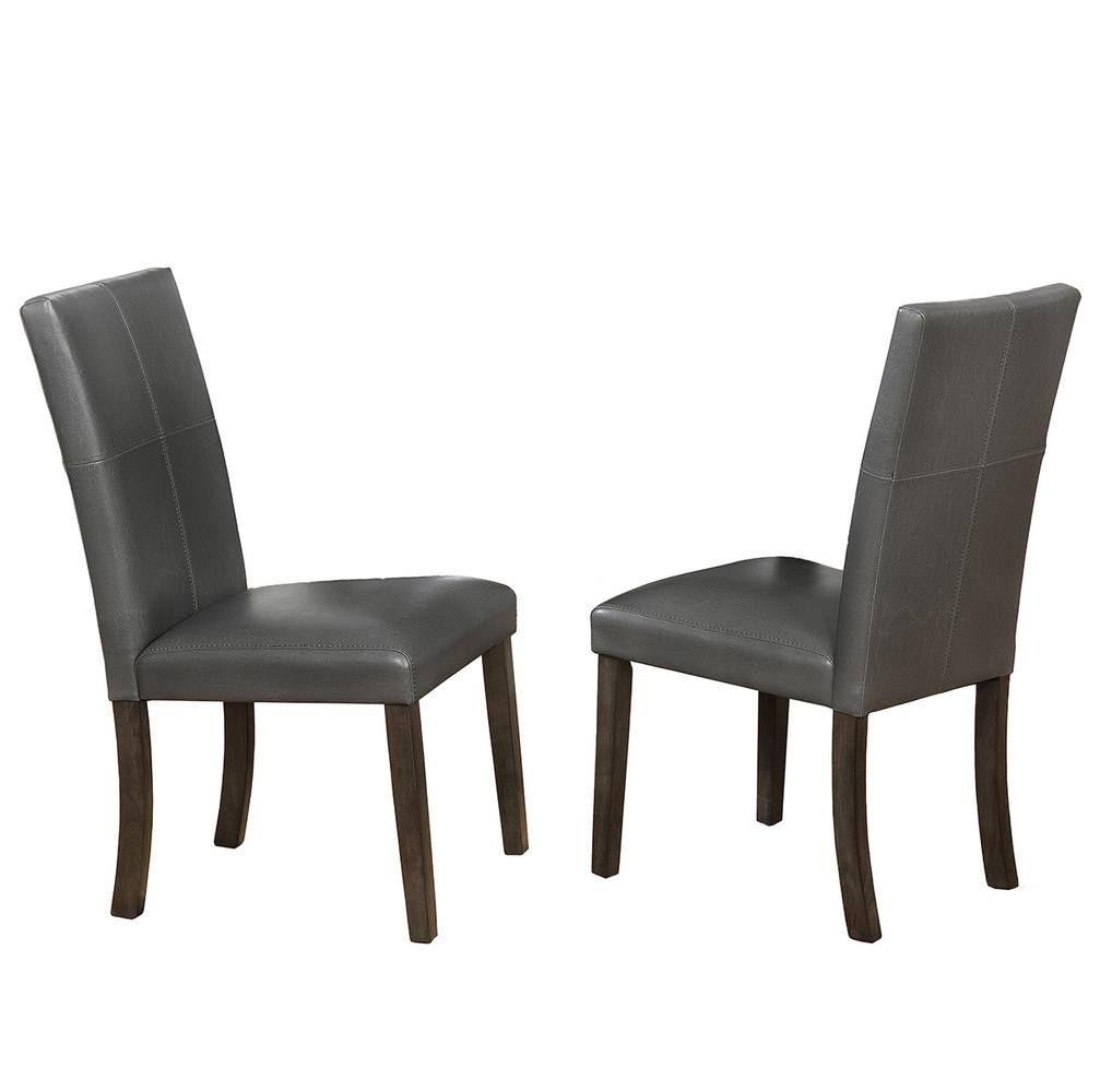 Modern, Simple Dining Chair Set Pompei 2377GY-S-2pcs in Dark Gray, Brown PU