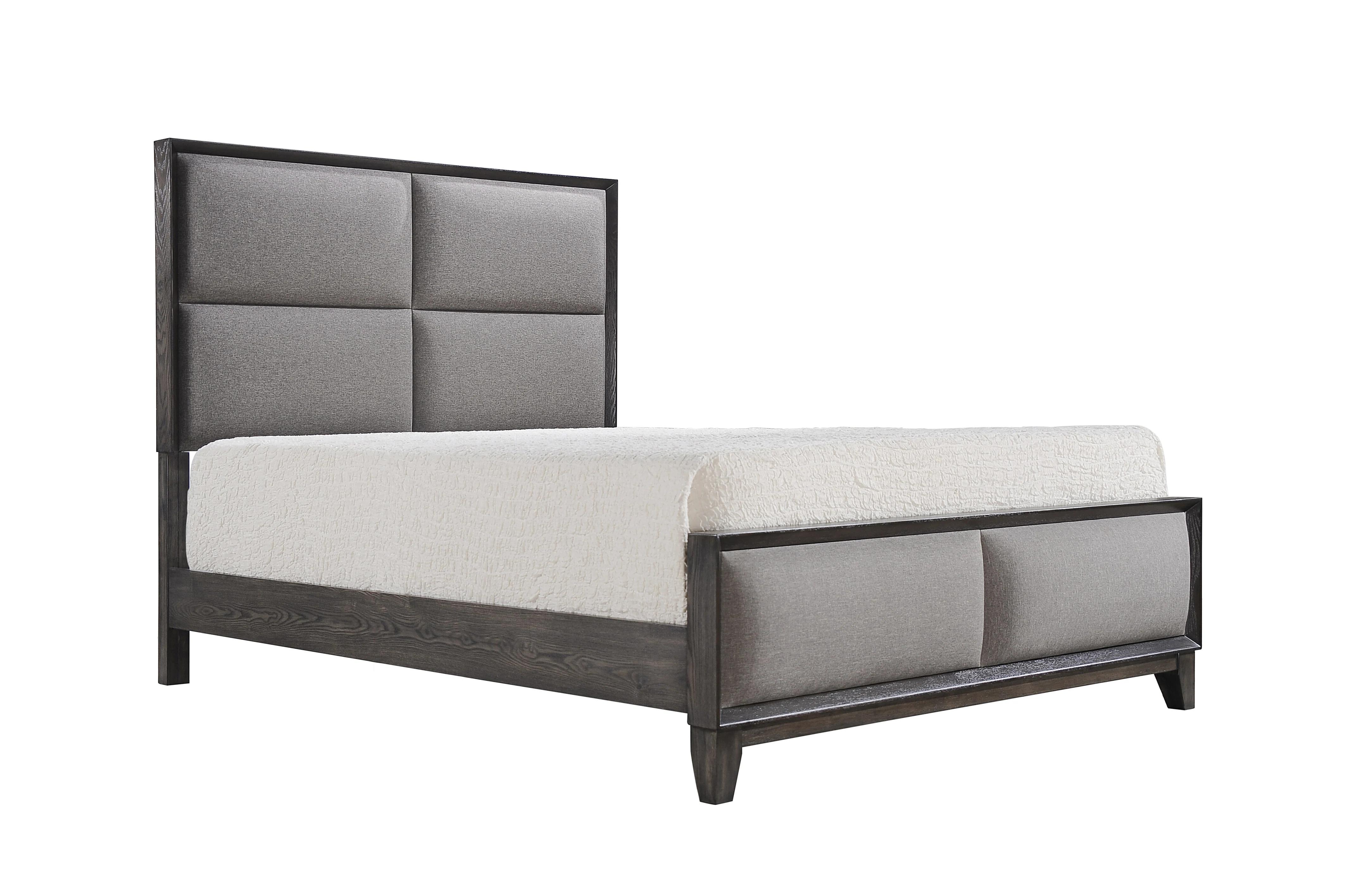 Modern Panel Bed Florian B6570-Q-Bed in Gray Linen