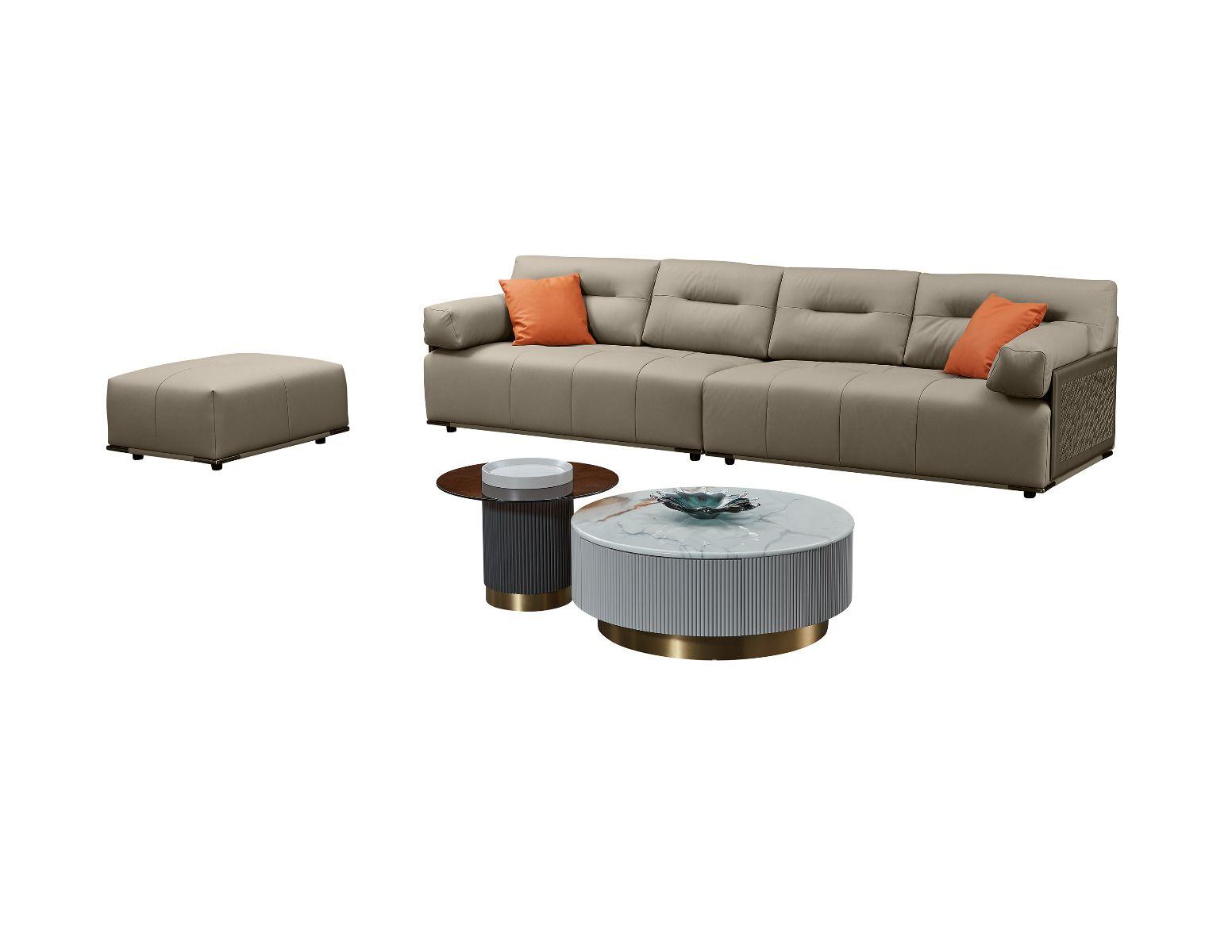 Contemporary Extra Long Sofa EK-Y1006-4S EK-Y1006-4S in Gray Top grain leather
