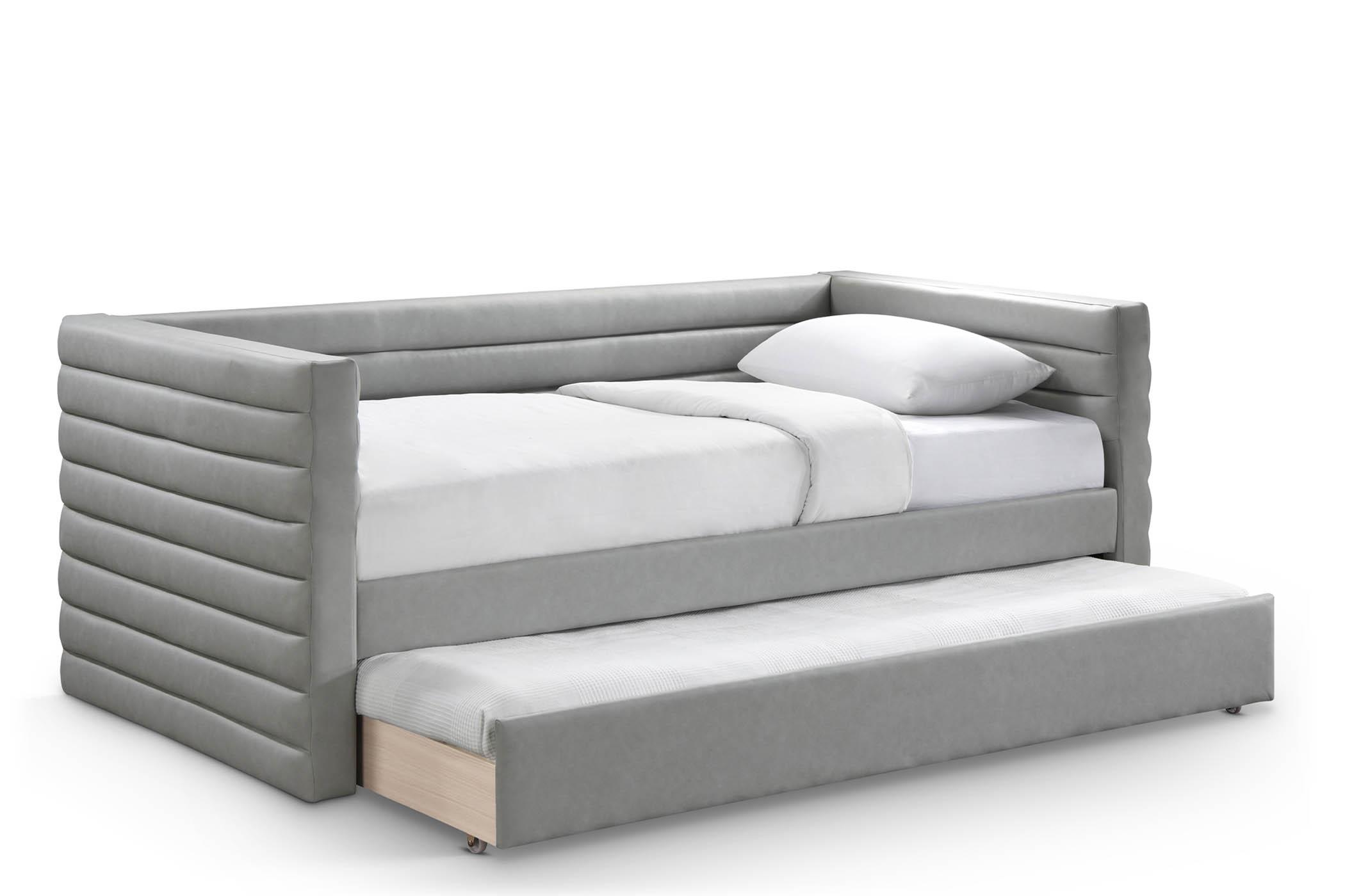 Contemporary, Modern Daybed BeverlyGrey-T BeverlyGrey-T in Gray Faux Leather
