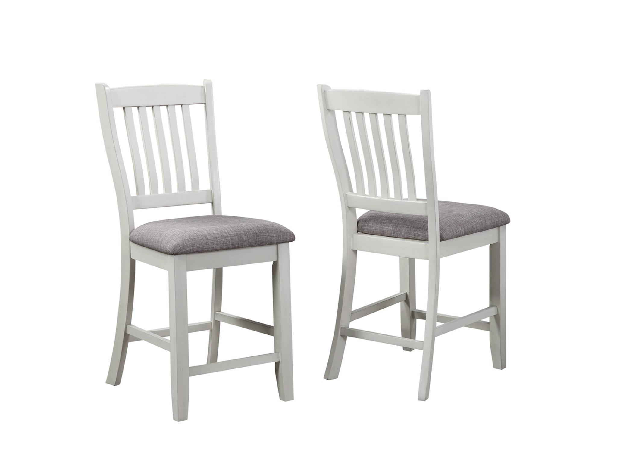 Traditional, Cottage Counter Chair Set Buford 2773CG-S-24-2pcs in White, Gray Linen