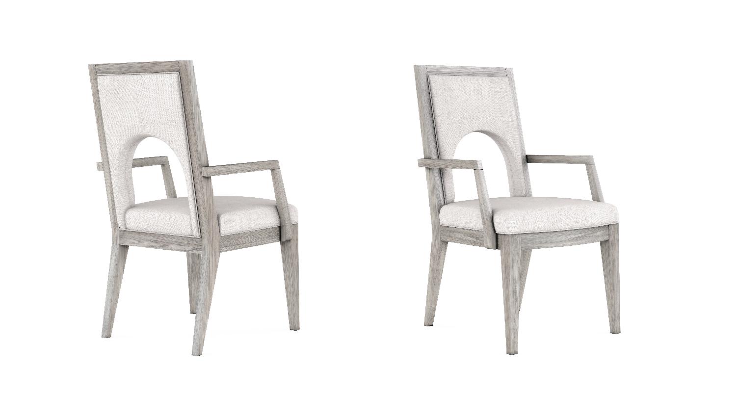 

    
Gray Wood & White Fabric Dining Room Arm Chairs Set by A.R.T. Furniture Vault
