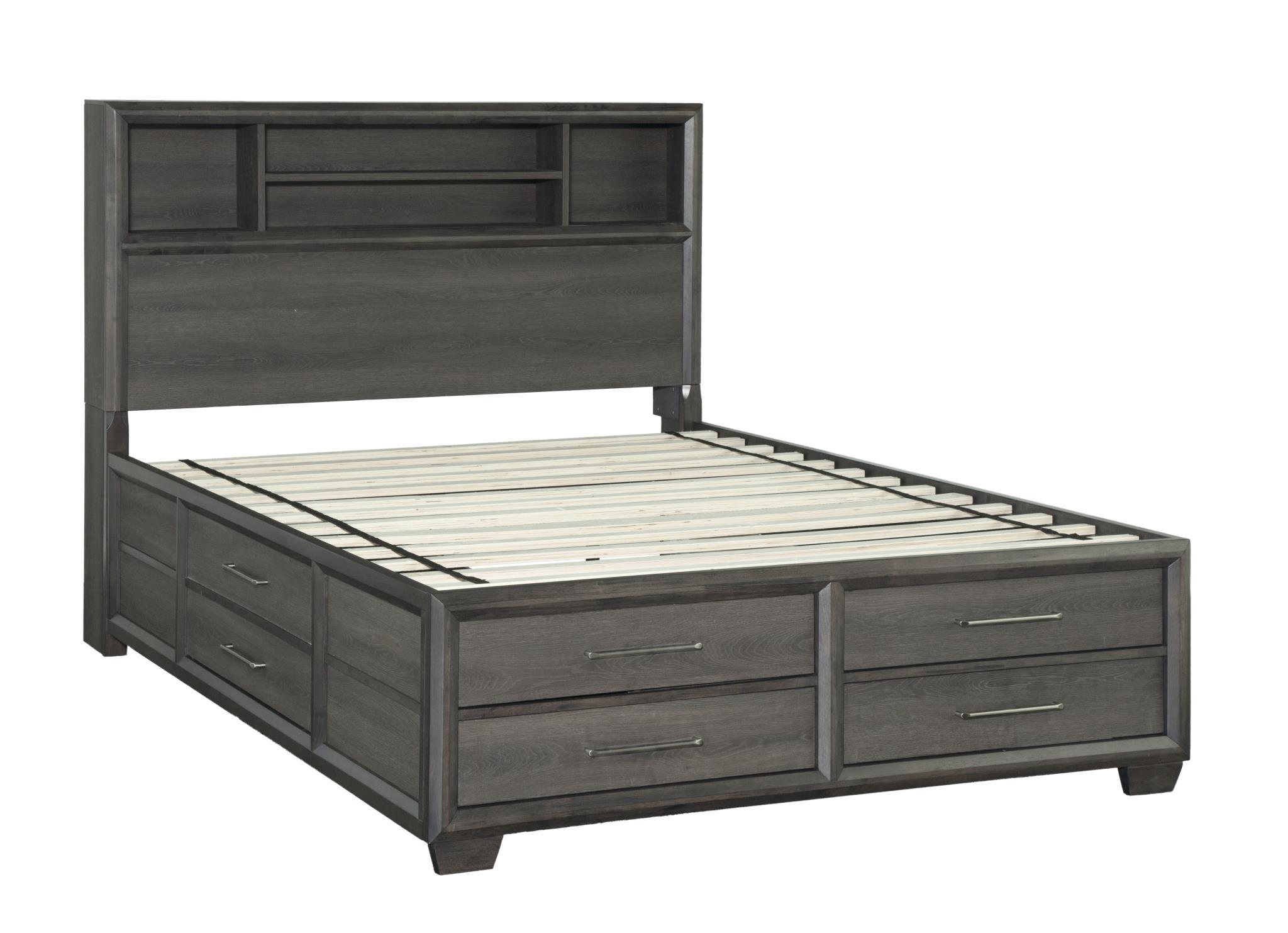

    
Grayish-Brown Color Bookcase & Drawers Panel Bed by Bernards Furniture Lombard 1913-106
