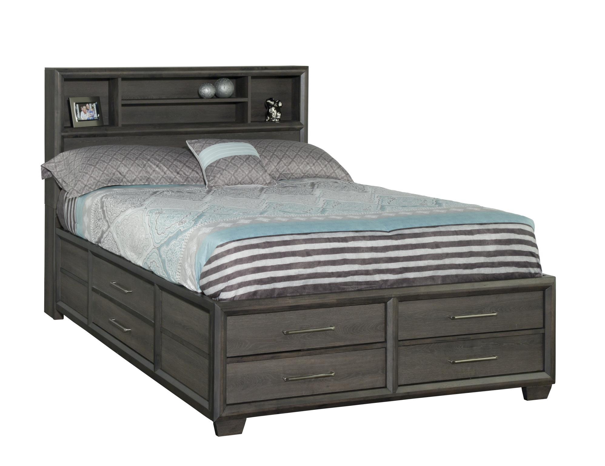 Contemporary, Modern Bookcase Bed Lombard 1913-106 in Gray, Brown 