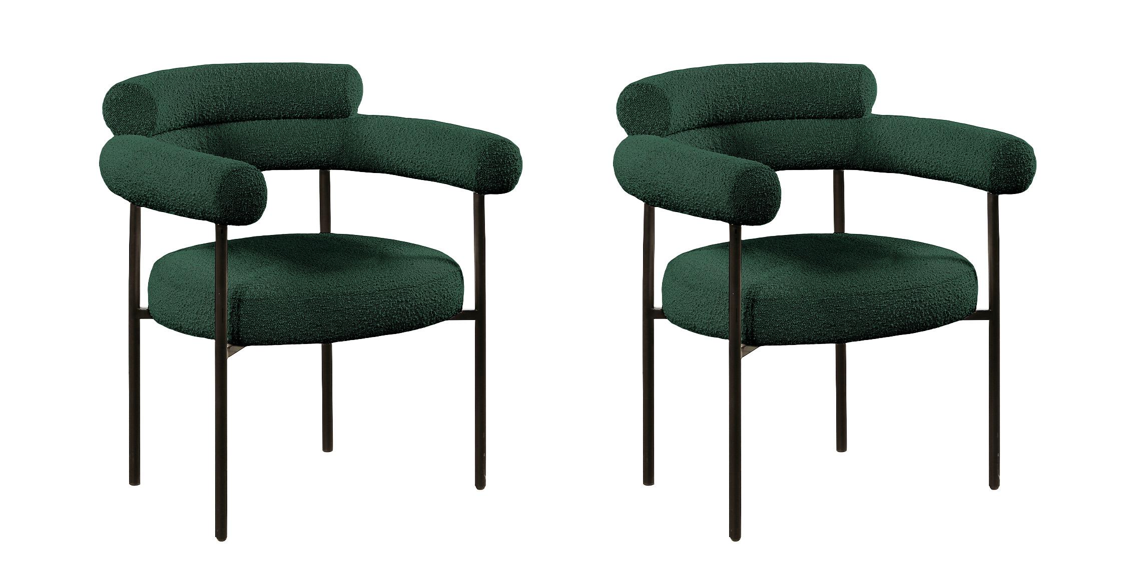 

    
Green Boucle Fabric Dining Chair Set 2Pcs BLAKE 879Green-C Meridian Modern
