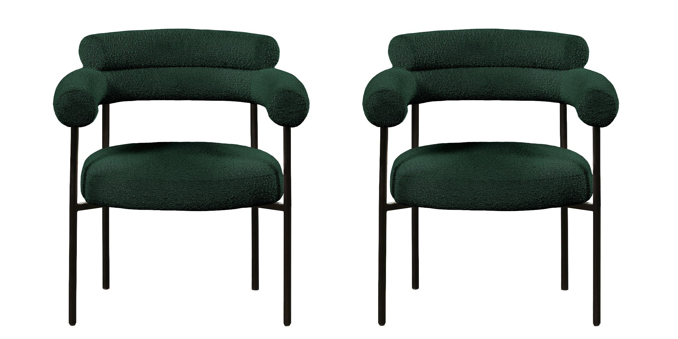 

    
Green Boucle Fabric Dining Chair Set 2Pcs BLAKE 879Green-C Meridian Modern
