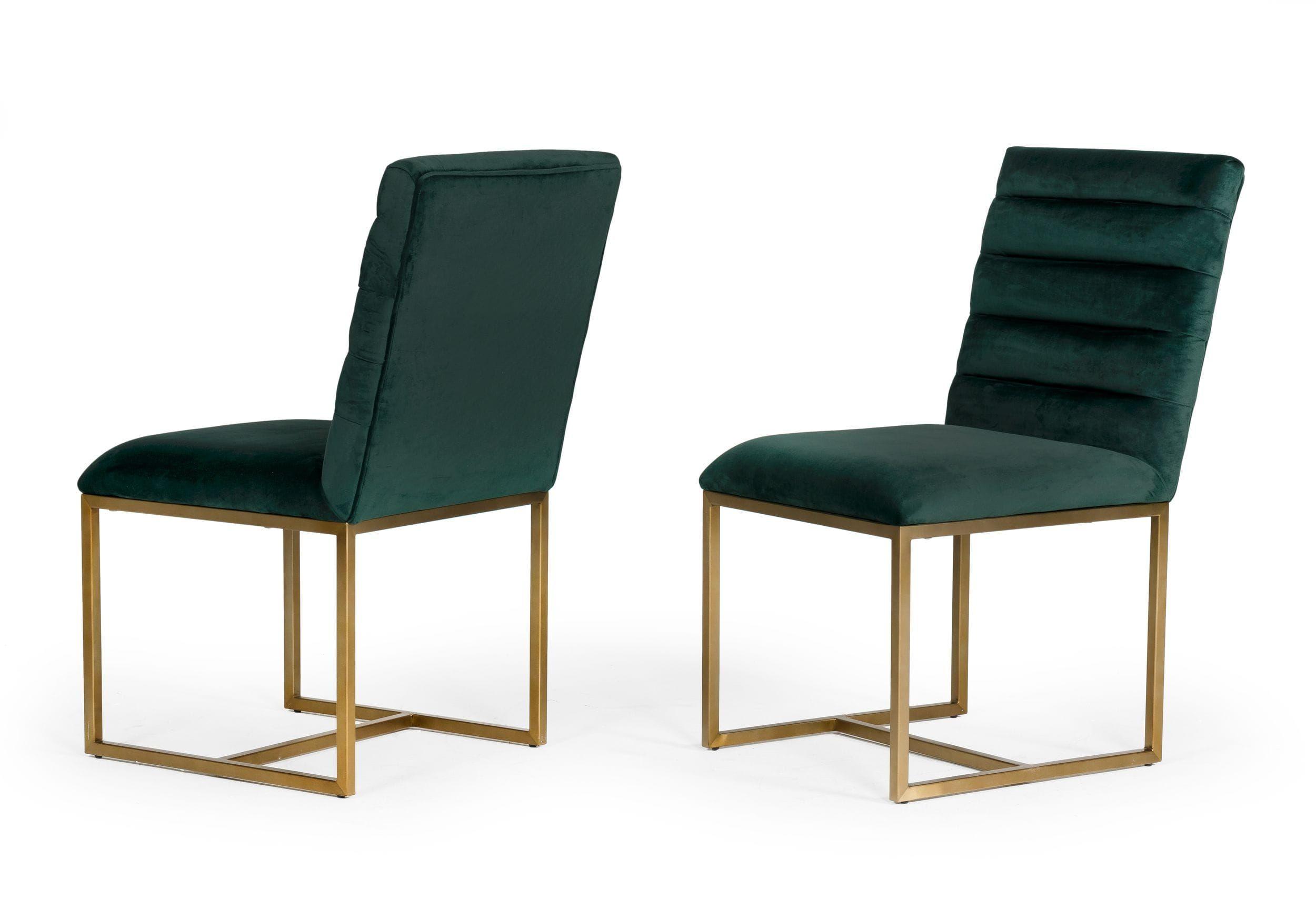 

    
Green Velvet & Brush Gold Dining Chairs Set by VIG Modrest Barker
