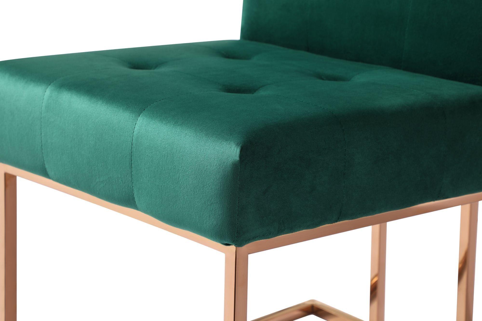 

    
VGVCB012-GRN Green Fabric & Rosegold Steel Dining Chair Set by VIG Modrest Legend
