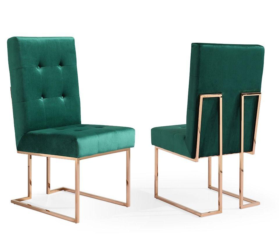 

    
Green Fabric & Rosegold Steel Dining Chair Set by VIG Modrest Legend
