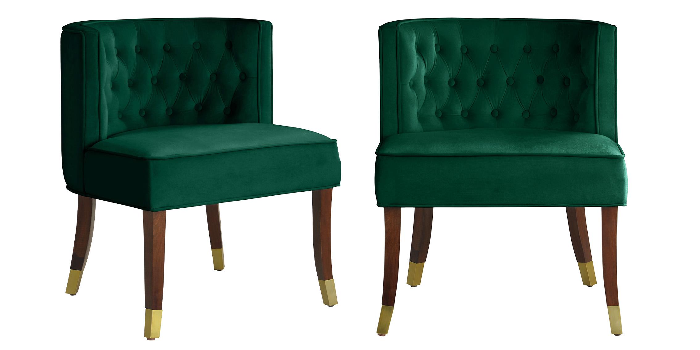 Classic Dining Chair Set PERRY 933Green-C 933Green-C-Set-2 in Espresso, Green Velvet