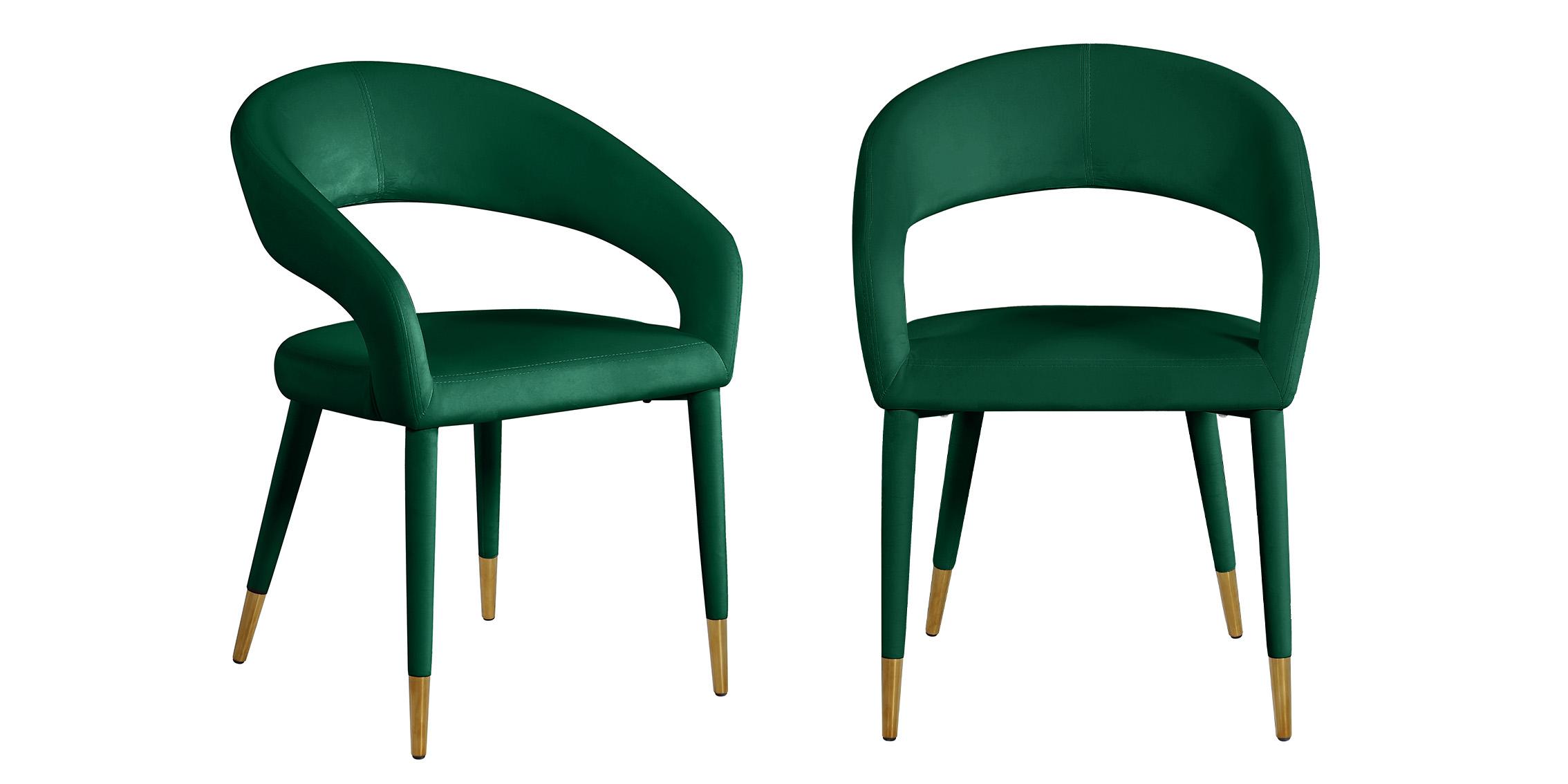 Contemporary, Modern Dining Chair Set DESTINY 537Green-C 537Green-C-Set-2 in Green, Gold Velvet