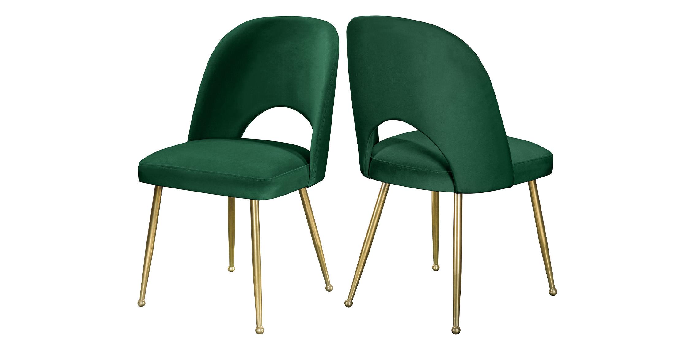 Contemporary, Modern Dining Chair Set LOGAN 990Green-C 990Green-C in Green, Gold Fabric