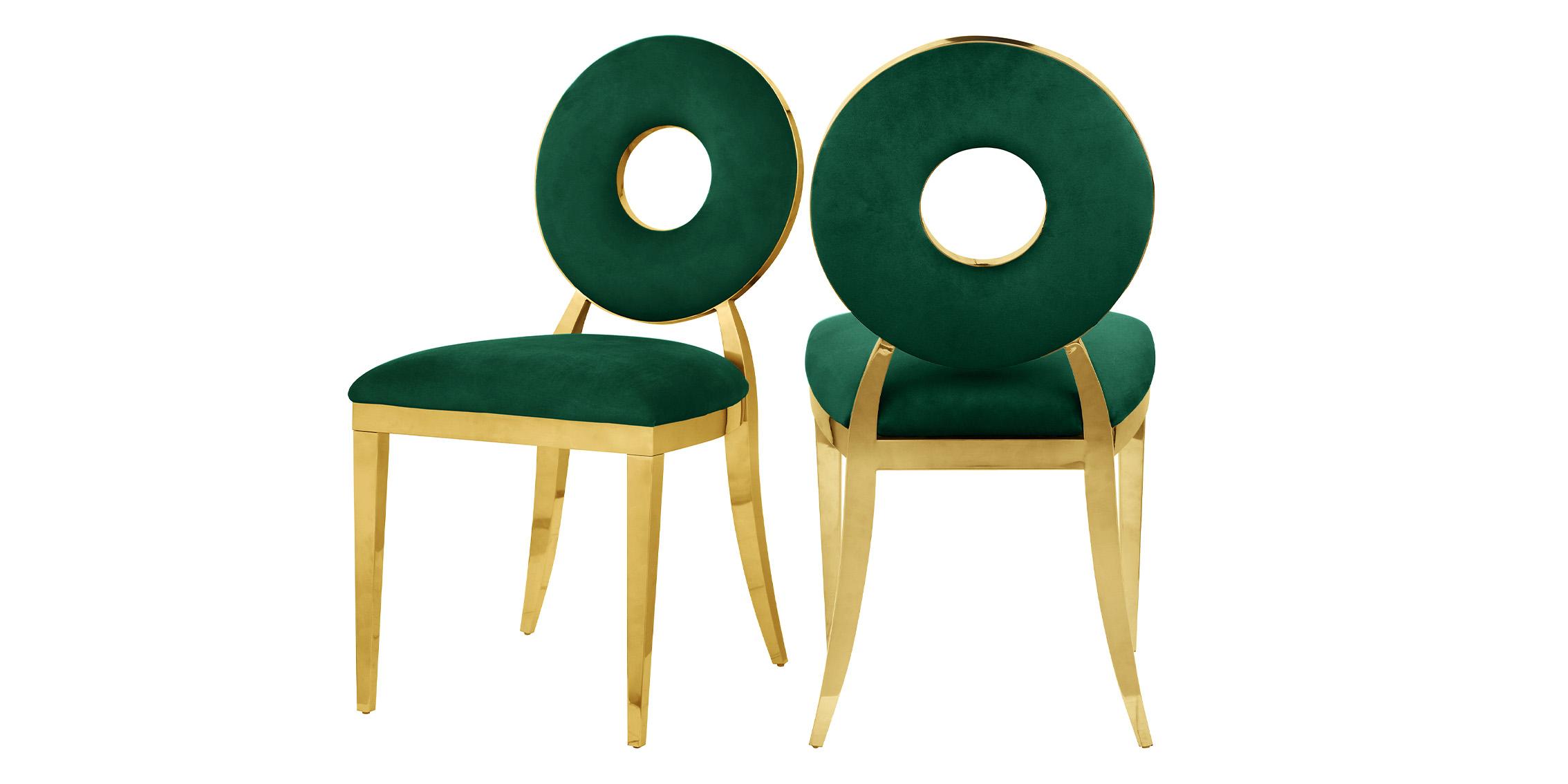 Contemporary Dining Chair Set CAROUSEL 858Green-C 858Green-C in Green, Gold Velvet
