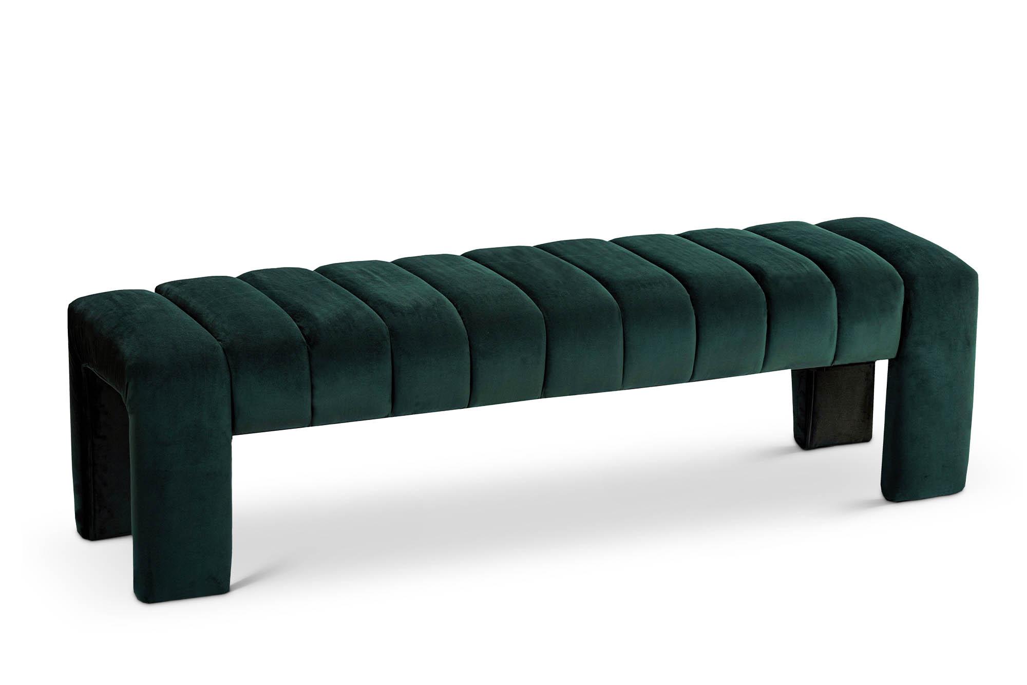 Contemporary, Modern Bench ANDAZ 443Green 443Green in Green Velvet