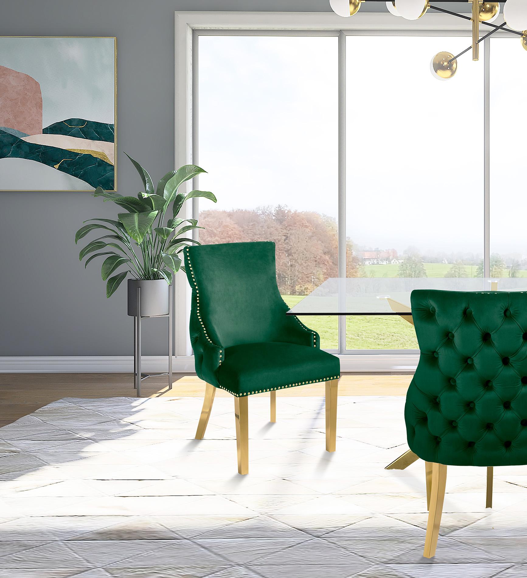 

    
Green Velvet Tufted Dining Chair Set 2Pcs TUFT 730Green-C Meridian Contemporary
