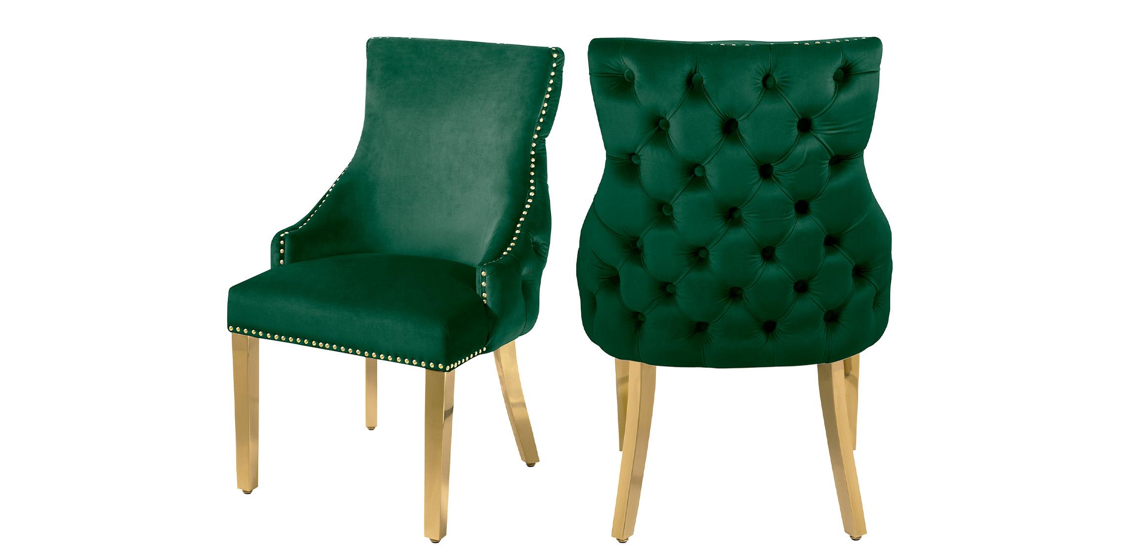 Contemporary, Modern Dining Chair Set TUFT 730Green-C 730Green-C in Green, Gold Velvet