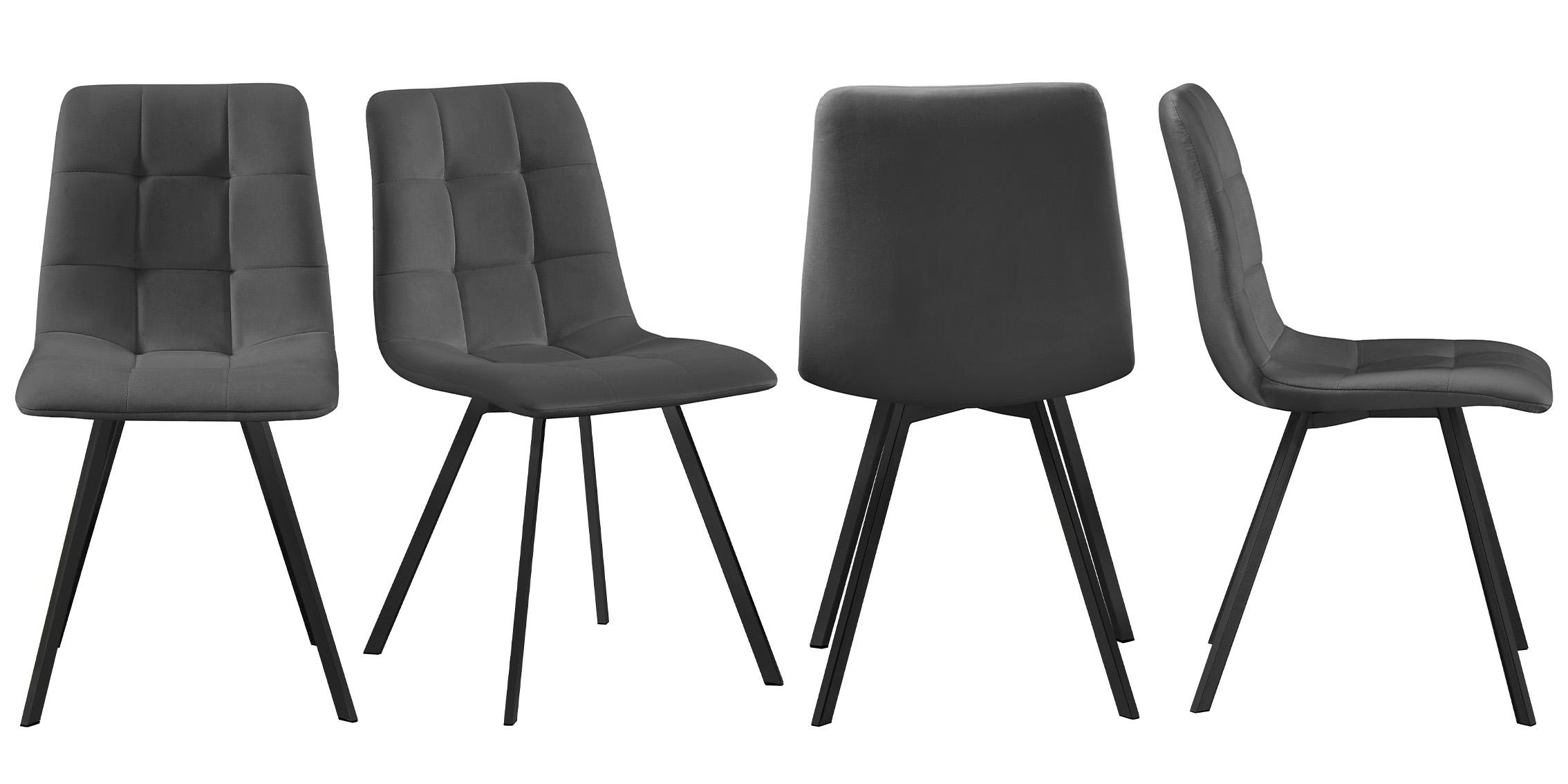 Contemporary, Modern Dining Chair Set ANNIE 981Grey-C 981Grey-C-Set-4 in Gray, Black Fabric