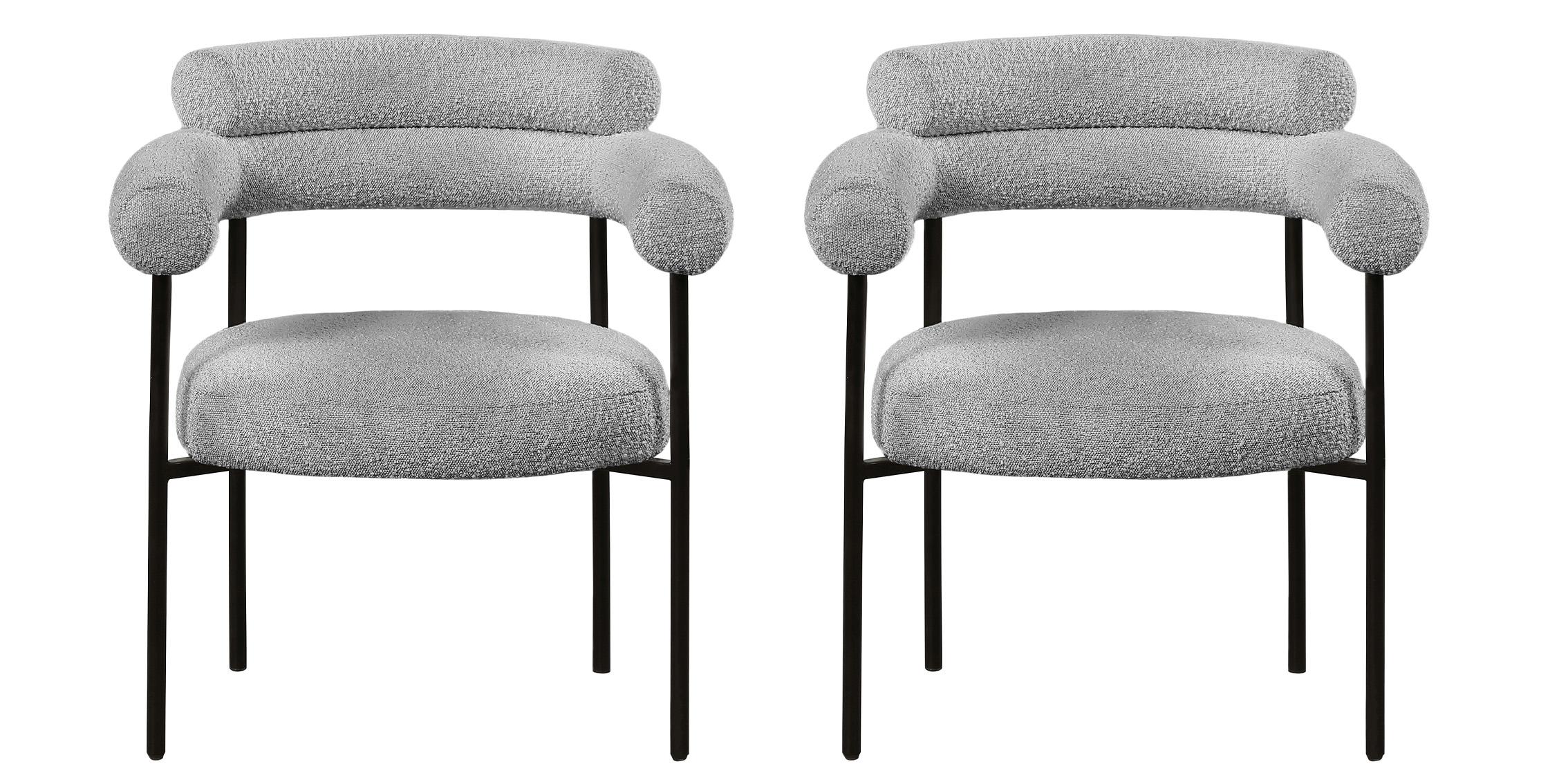

    
Grey Boucle Fabric Dining Chair Set 2Pcs BLAKE 879Grey-C Meridian Modern
