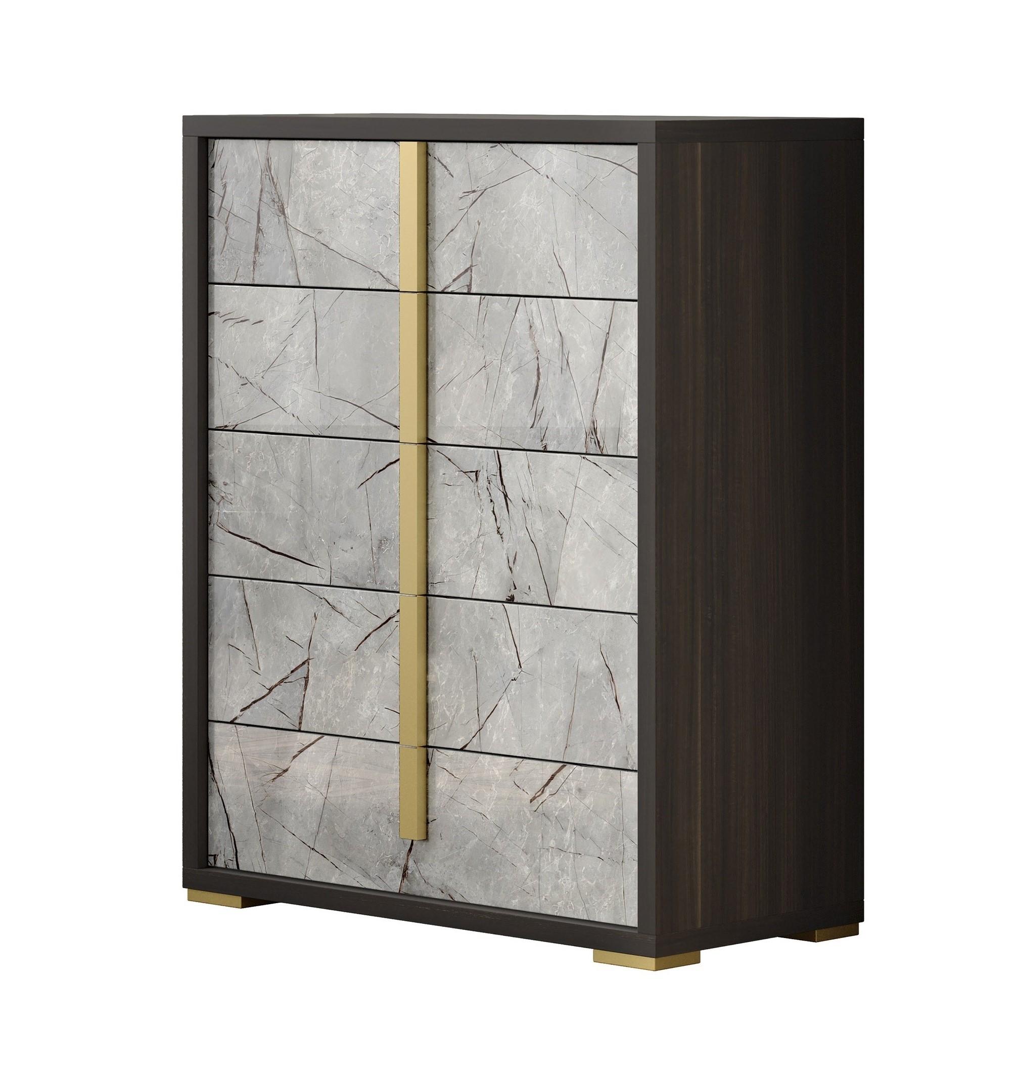 

    
Grey & Brown Marble Look Chest by J&M Furniture Travertine 18772
