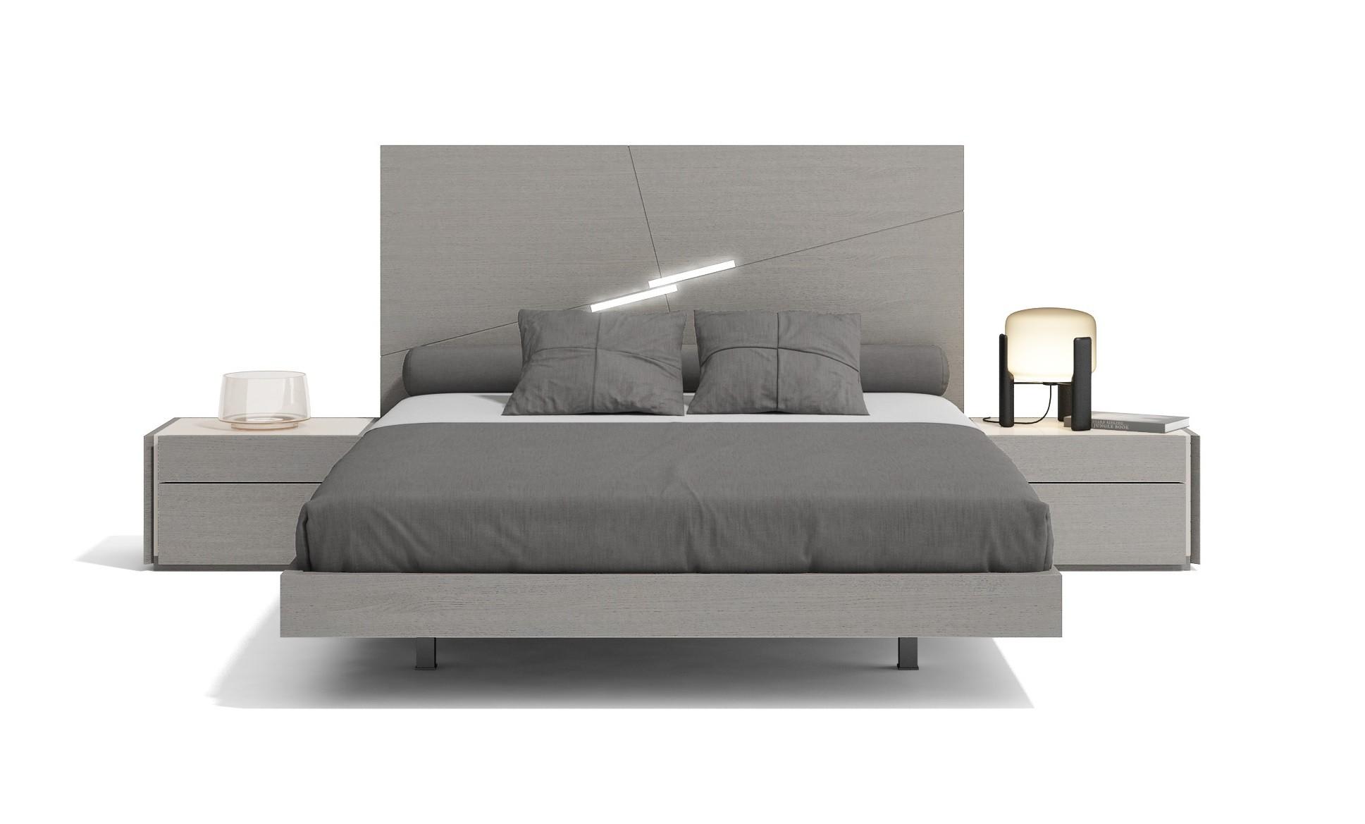 

    
Grey Finish W/ High Gloss Accents King Bedroom Set 3Pcs Contemporary J&M Faro
