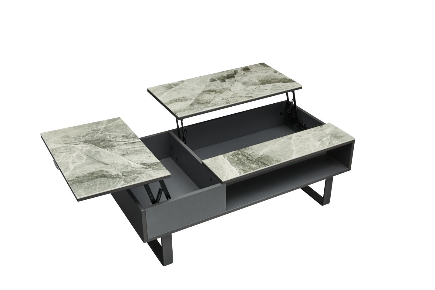 

    
Grey Marble Coffee Table w/ storage Made in Italy Contemporary EFS 1388
