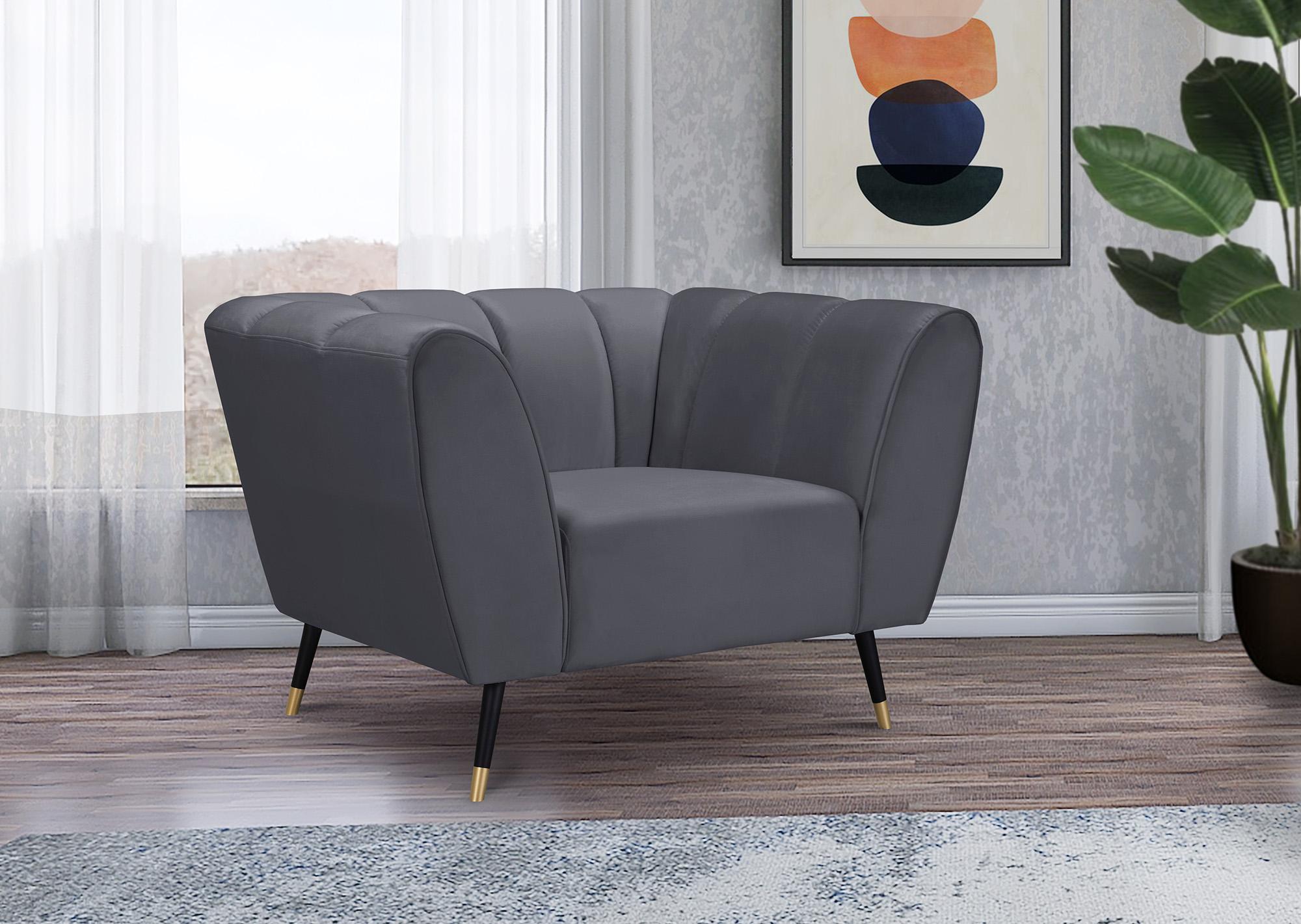 

    
Grey Velvet Channel Tufted Arm Chair Set 2Pcs BEAUMONT 626Grey-C Meridian Modern
