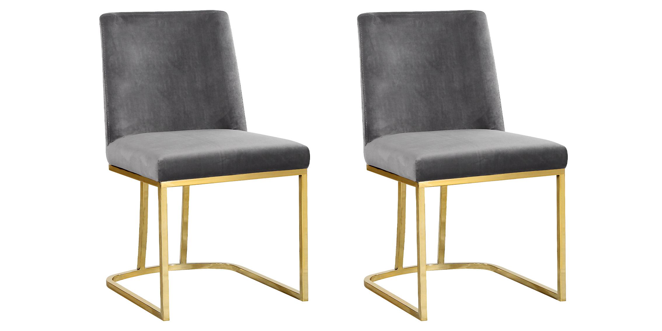 

    
Grey Velvet Dining Chair Set 2Pcs HEIDI 776Grey Meridian Contemporary Modern
