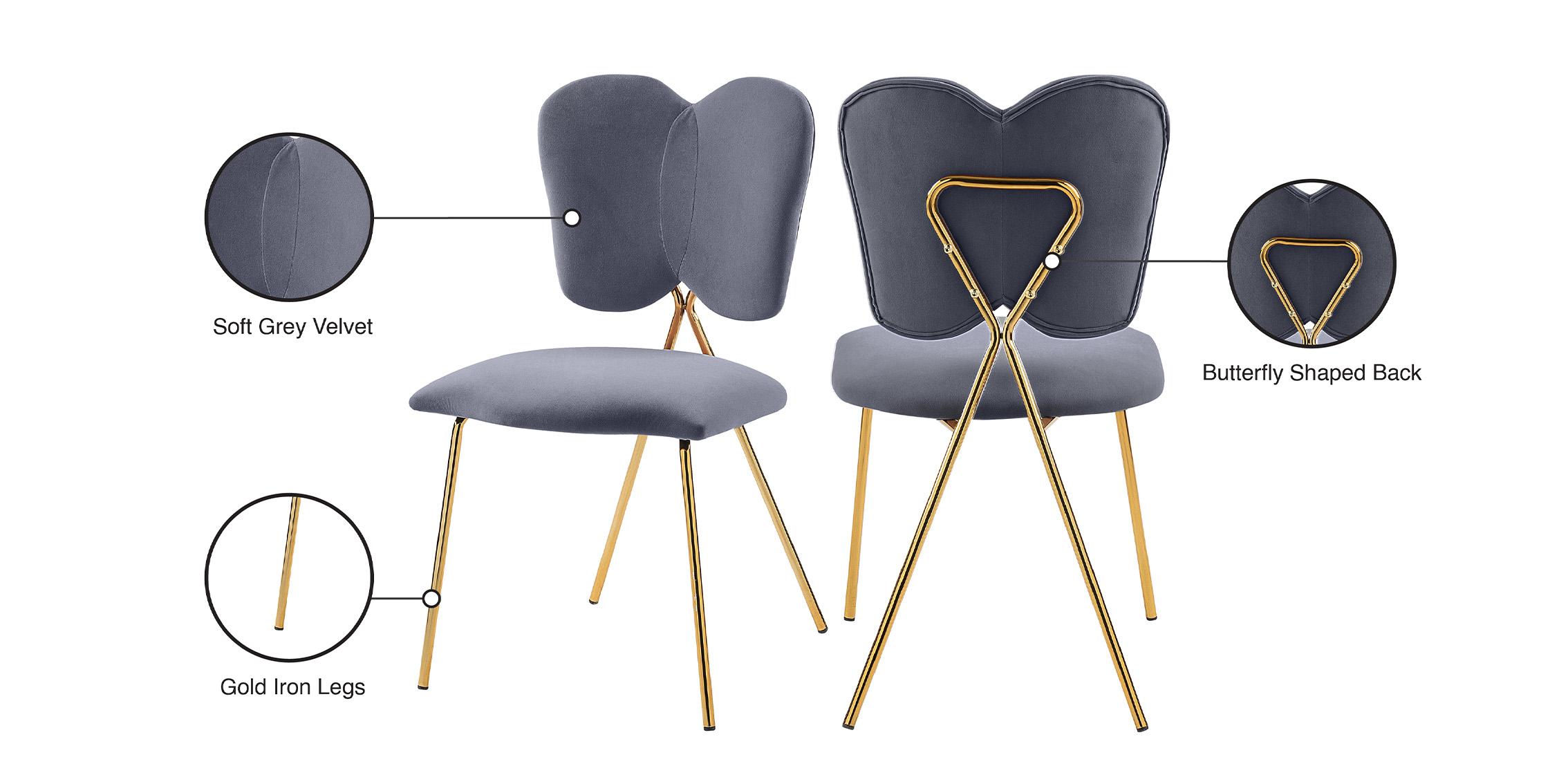 

        
Meridian Furniture ANGEL 780Grey-C Dining Chair Set Gray/Gold Velvet 753359805030
