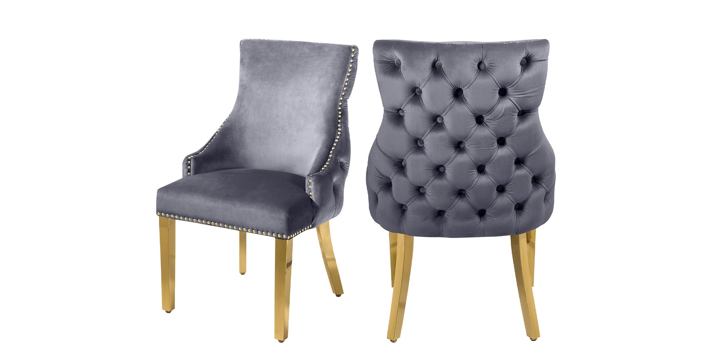 

    
Grey Velvet Tufted Dining Chair Set 2Pcs TUFT 730Grey-C Meridian Contemporary
