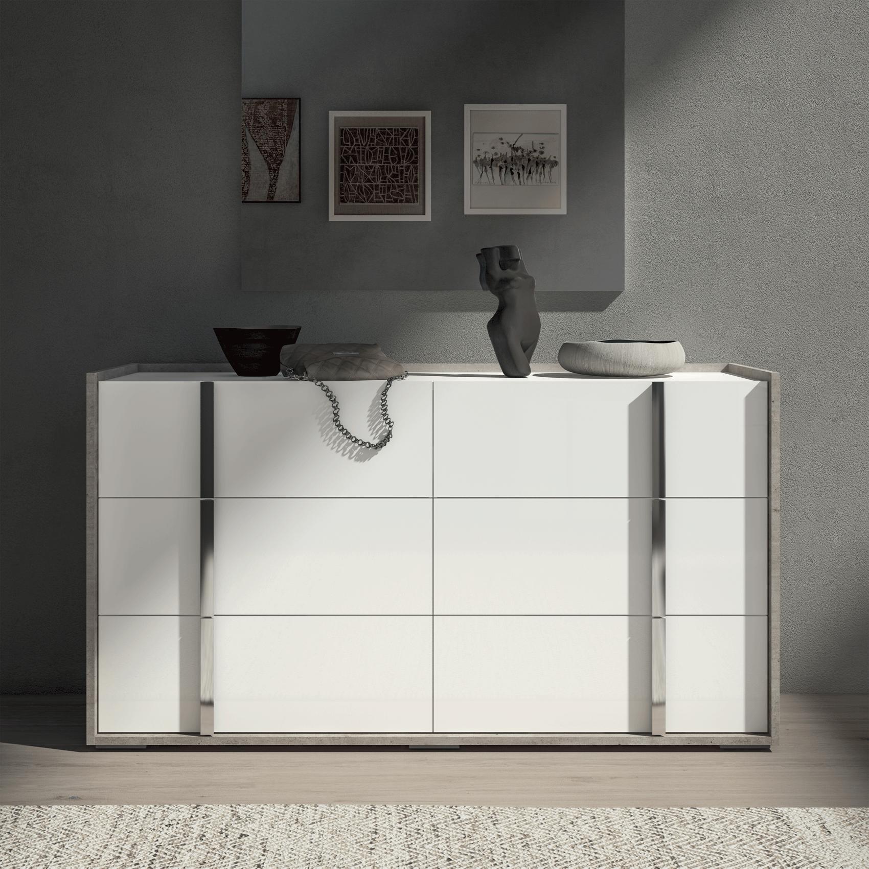 Contemporary, Modern Dresser TREVISODDRESSER TREVISODDRESSER in White, Gray 