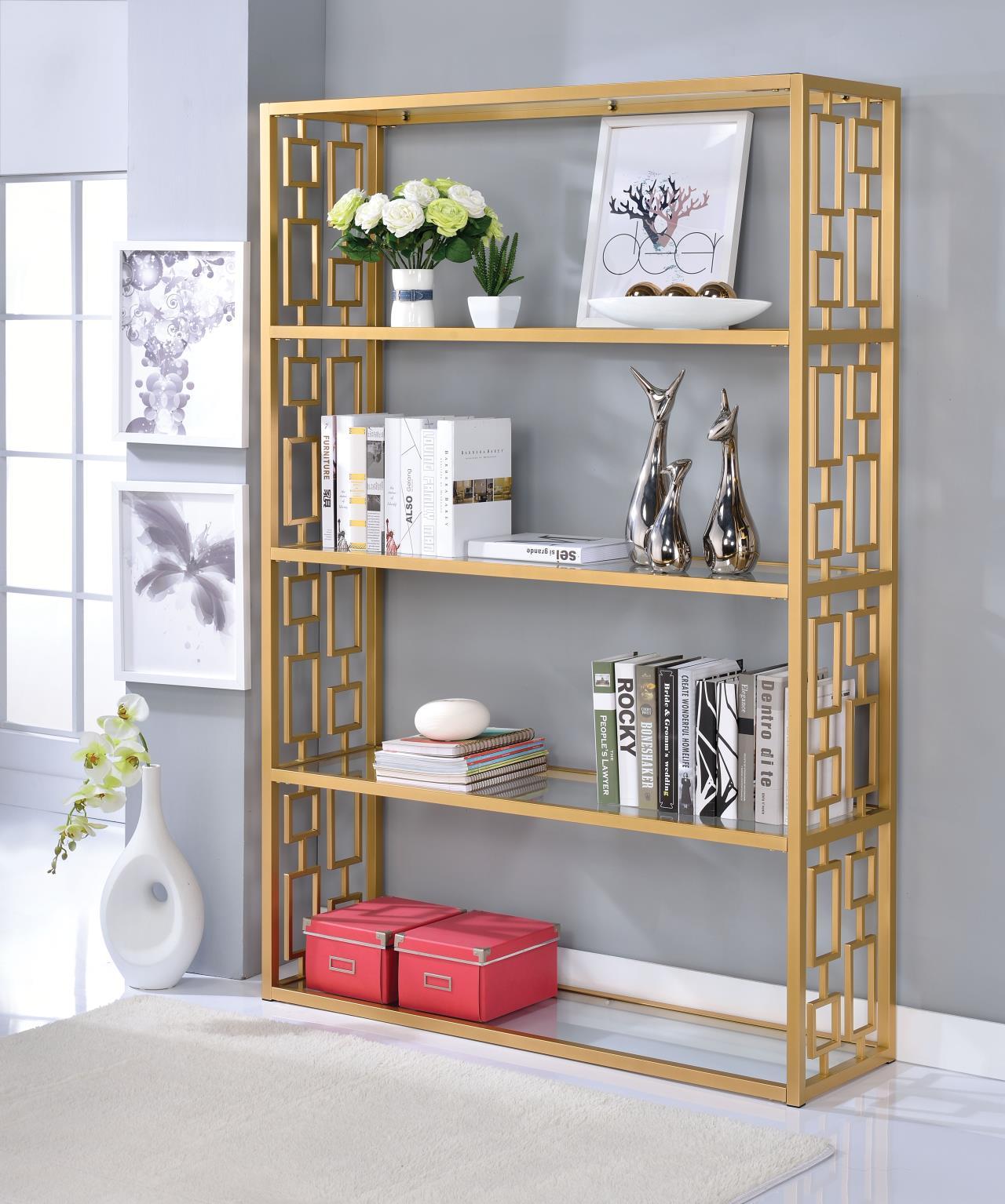

    
Home Office Bookshelf Gold & Clear Glass Blanrio 92465 Acme Contemporary Modern
