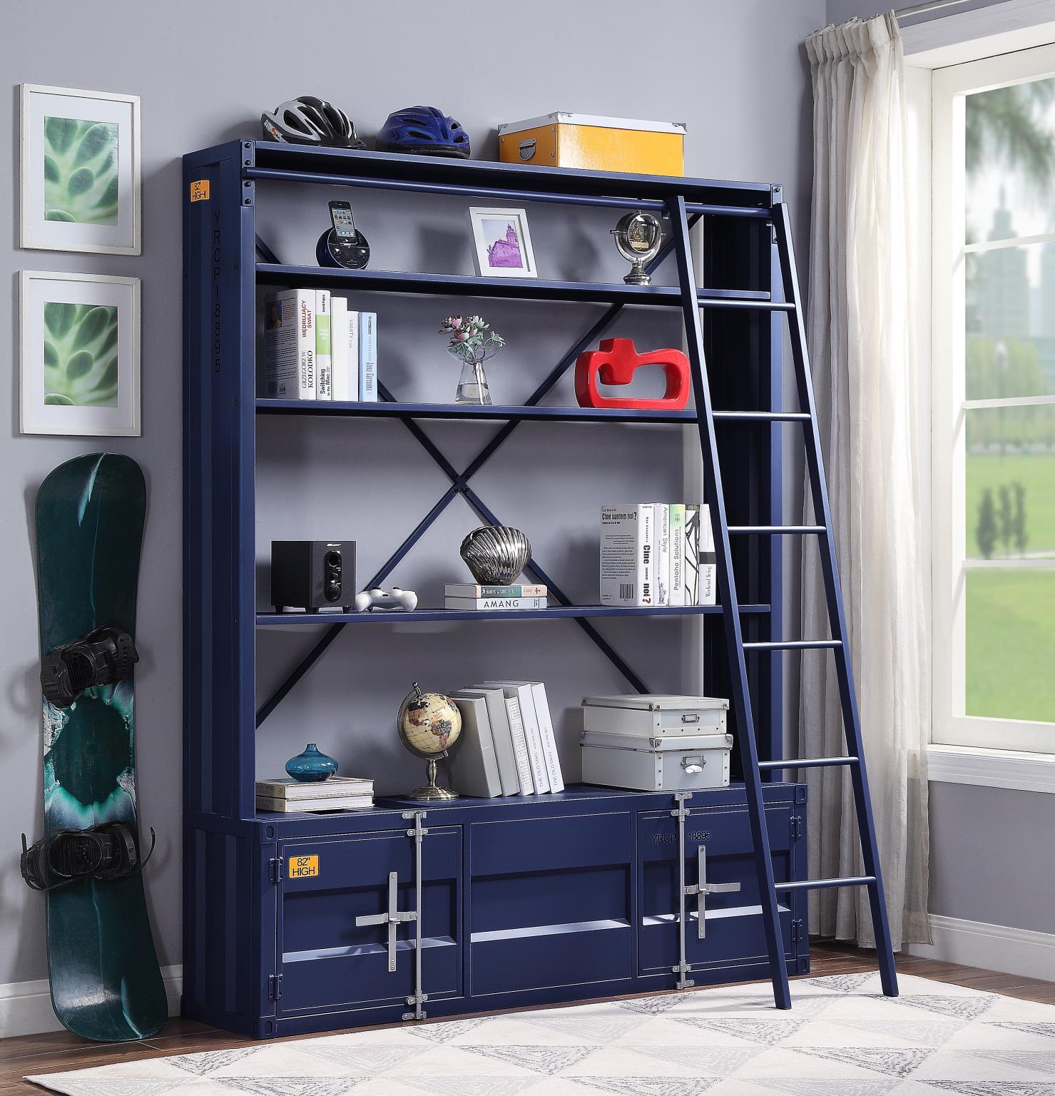 

    
Home Office Bookshelf & Ladder Cargo Blue 39892 Acme Industrial Contemporary

