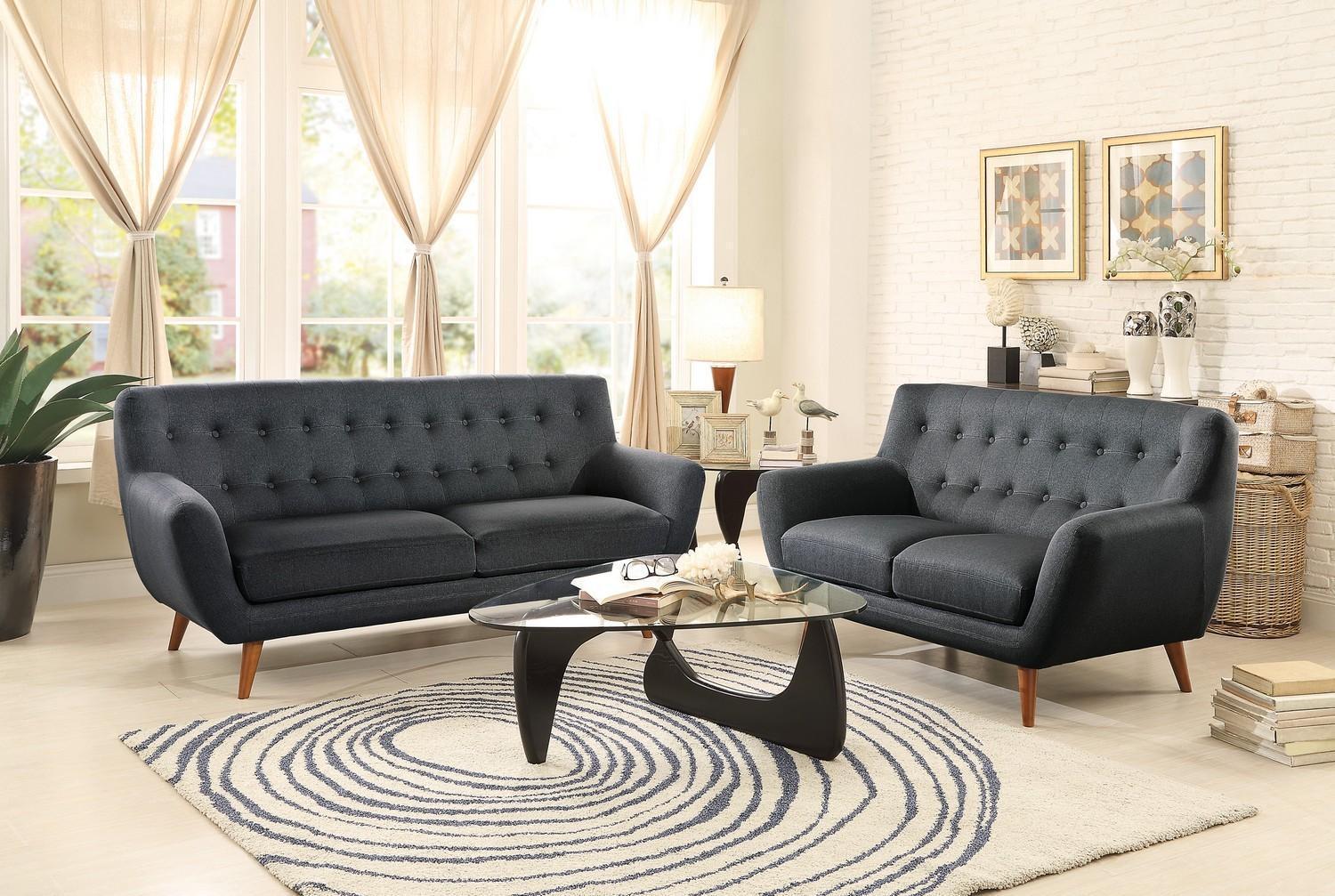 Contemporary, Modern Sofa and Loveseat Set Anke Anke  8312DG-Sofa Set-2 in Dark Gray Fabric
