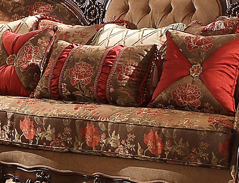 Traditional Sofa HD-39 HD-39-S in Burgundy, Brown Fabric