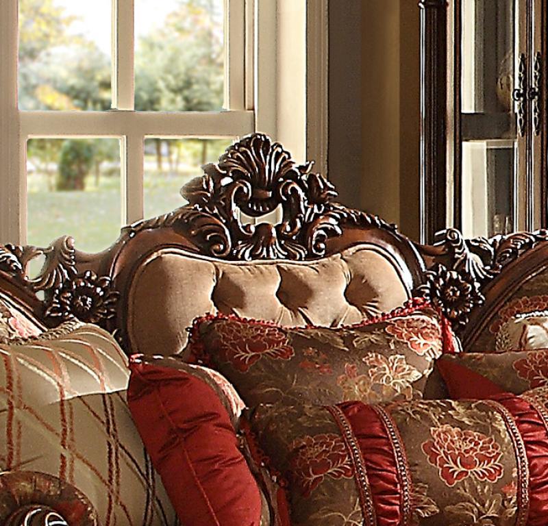 Traditional Loveseat HD-39 HD-39-L in Burgundy, Brown Fabric
