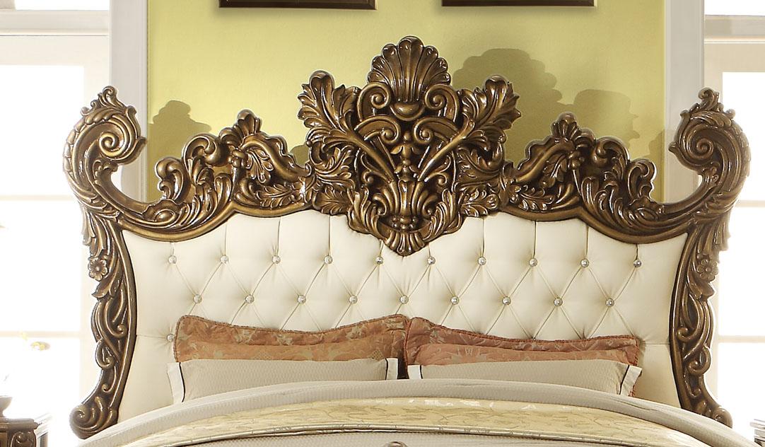 

    
Royal AntIque Gold & Perfect Brown King Bed Homey Design HD-8008
