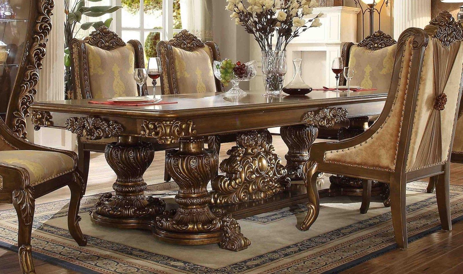 Traditional Dining Table HD-D8011 HD-D8011 in Gold Finish, Walnut 