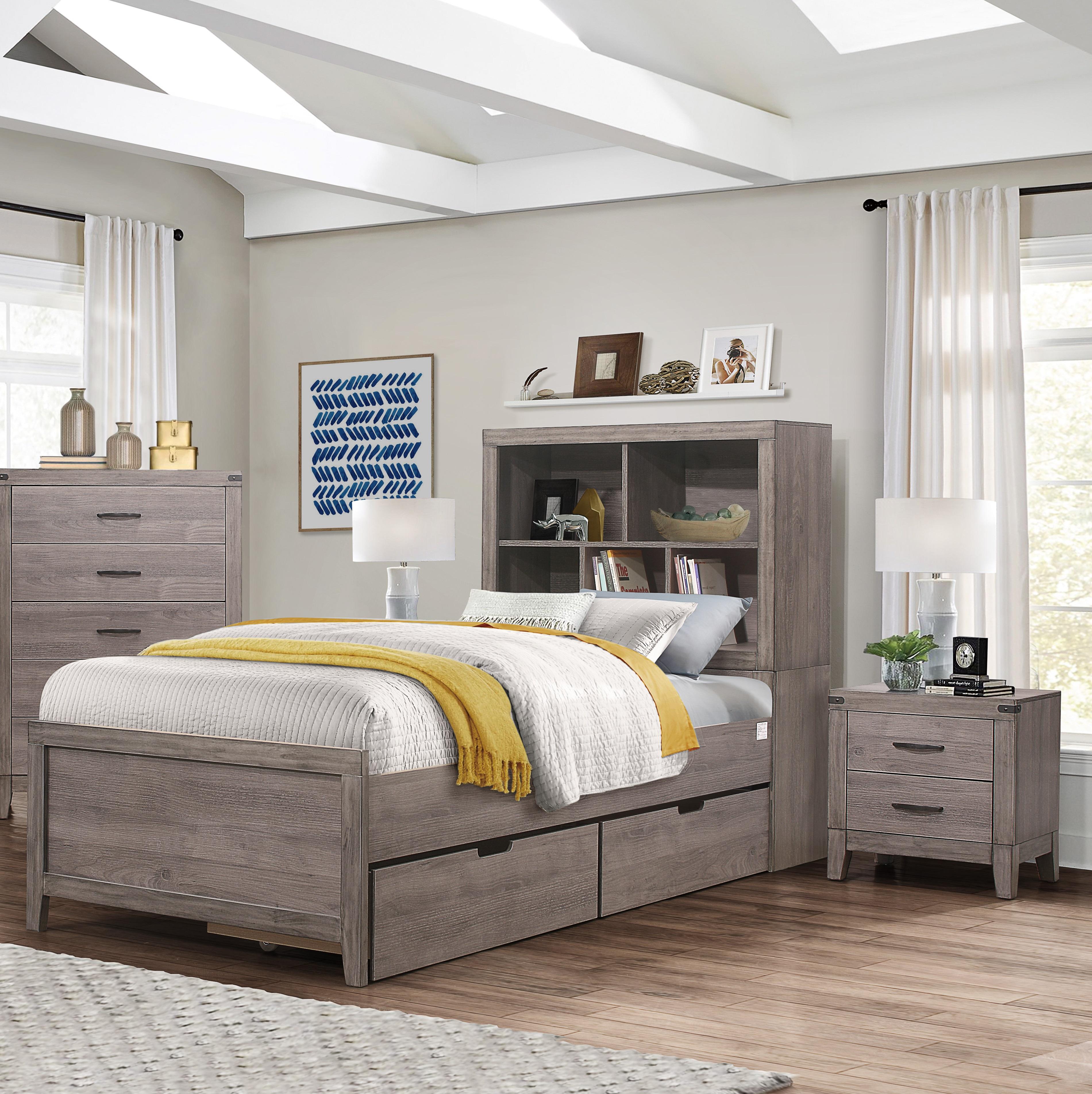 

    
Industrial Brownish Gray Wood Twin Bedroom Set 3pcs Homelegance 2042NBT-1* Woodrow

