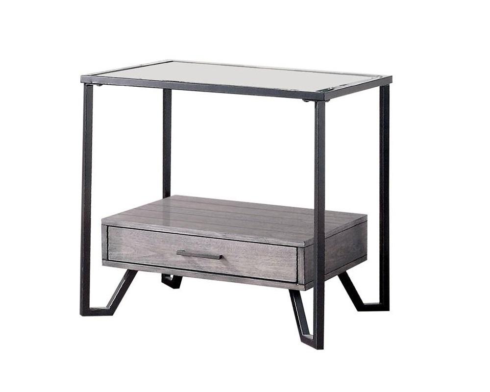 

    
Industrial Gray & Black Tempered Glass Top End Table Furniture of America CM4348E Ponderay
