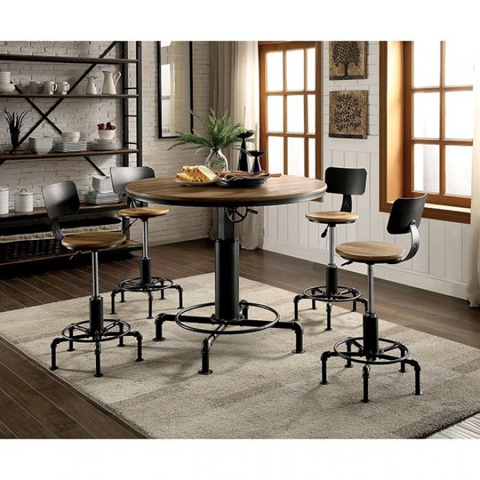 Contemporary, Transitional Dining Table Fran Round Dining Table CM3373RT CM3373RT in Oak, Black 