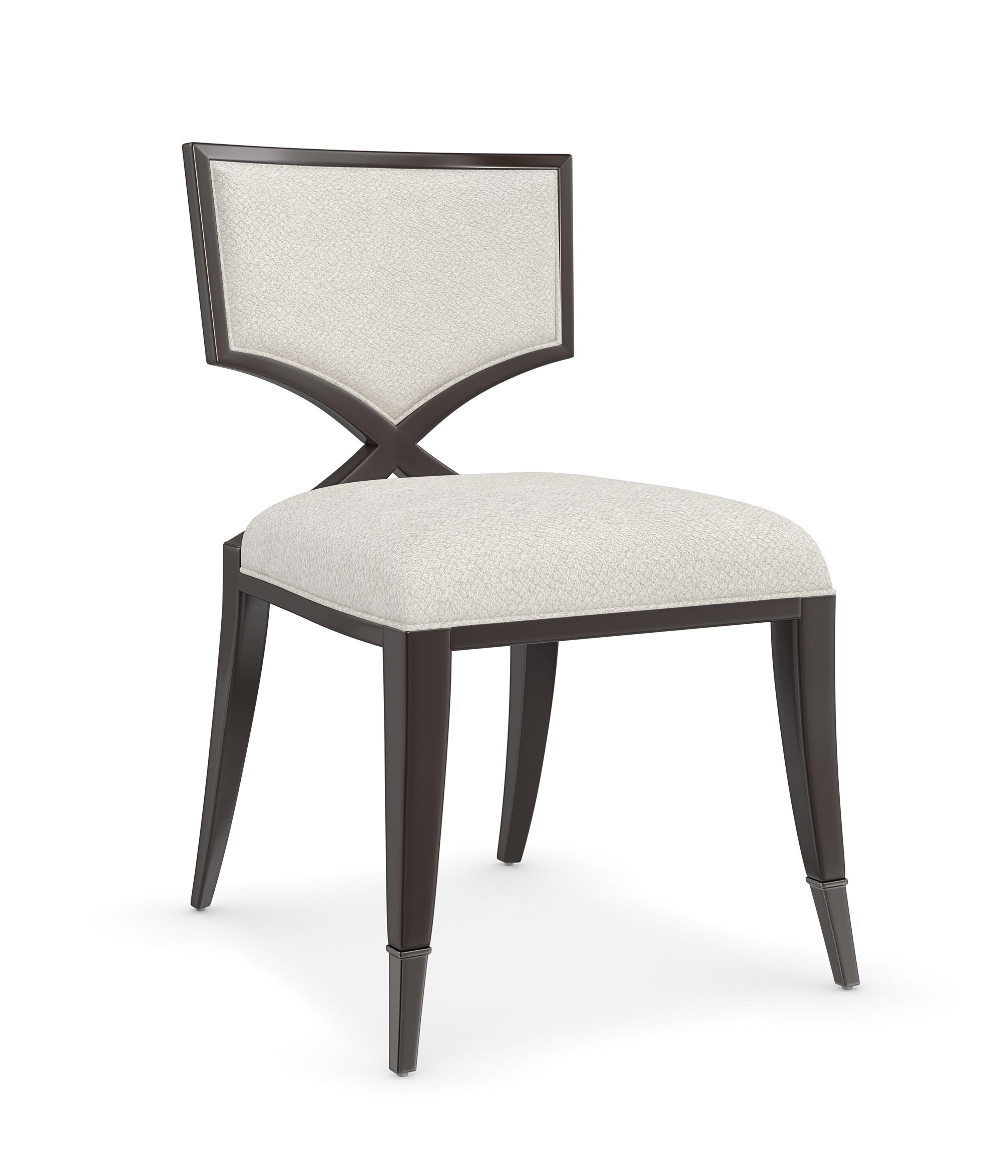 Contemporary Dining Chair Set FIRST CHAIR CLA-422-281-Set-2 in Dark Chocolate, Ivory Fabric