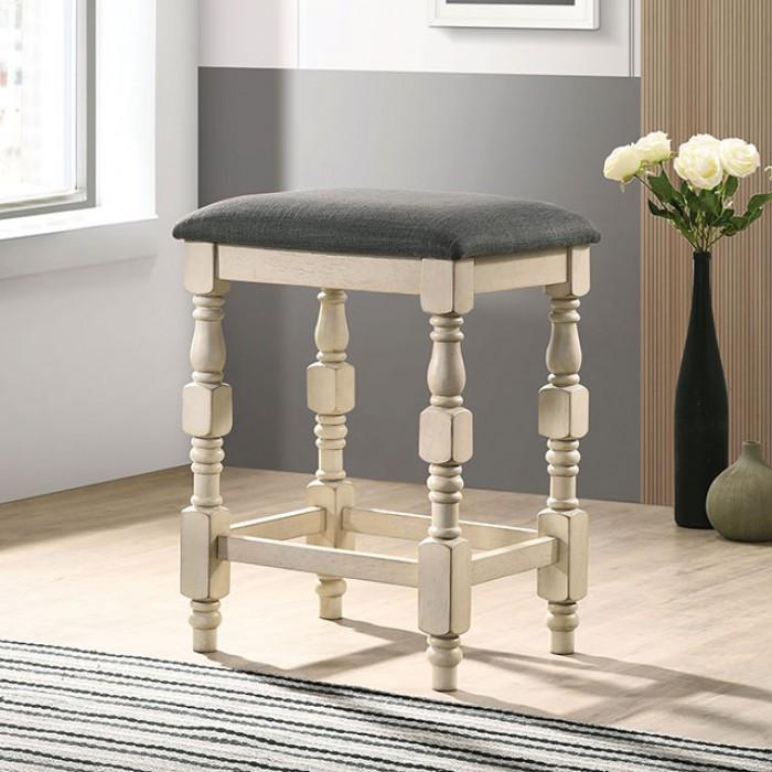 

    
Ivory & Dark Gray Solid Wood Counter Height Stools Set 2pcs Furniture of America CM3979ST-2PK Plymouth
