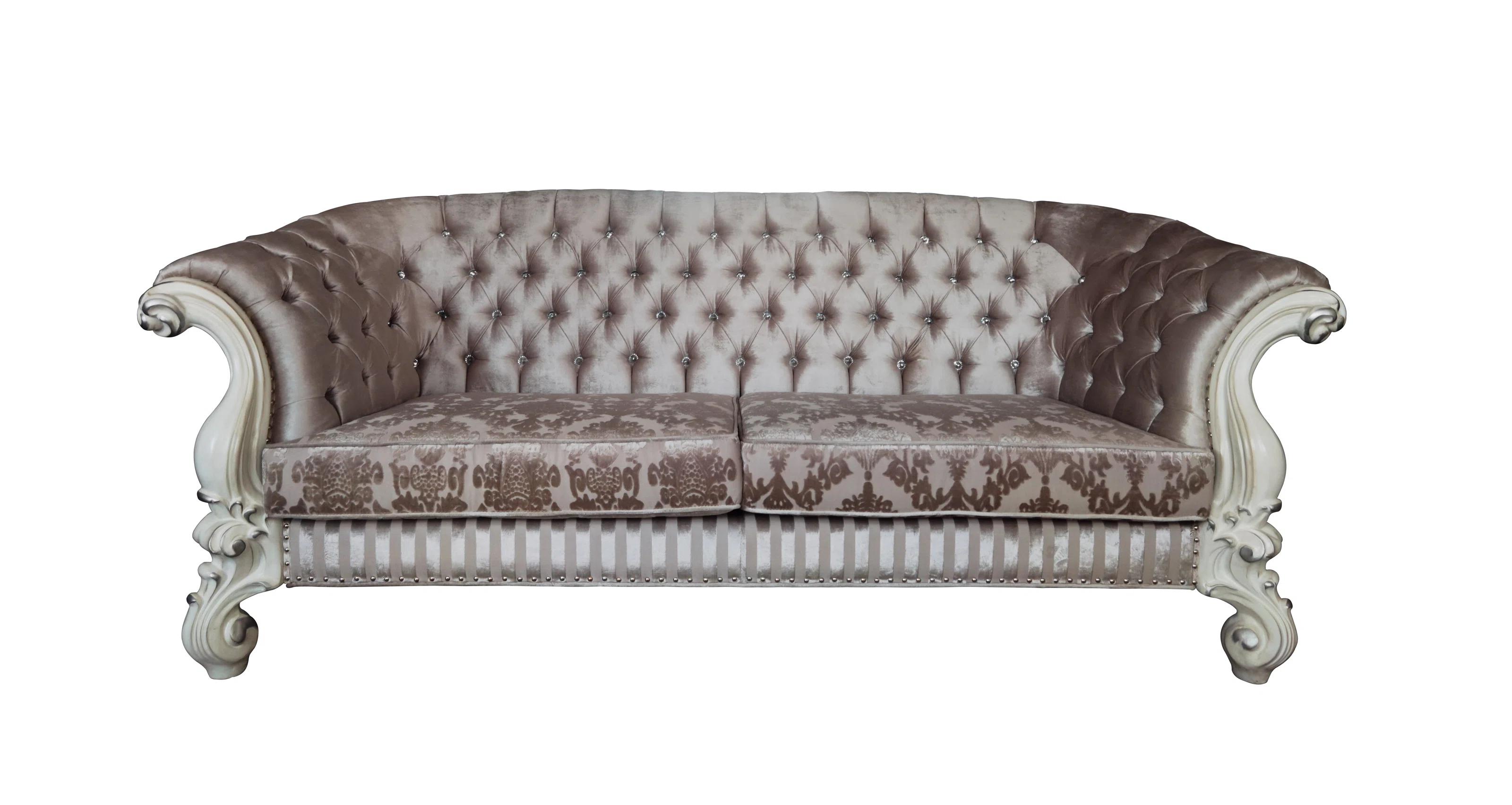 Classic, Traditional Sofa Versailles LV01394 in Ivory Fabric