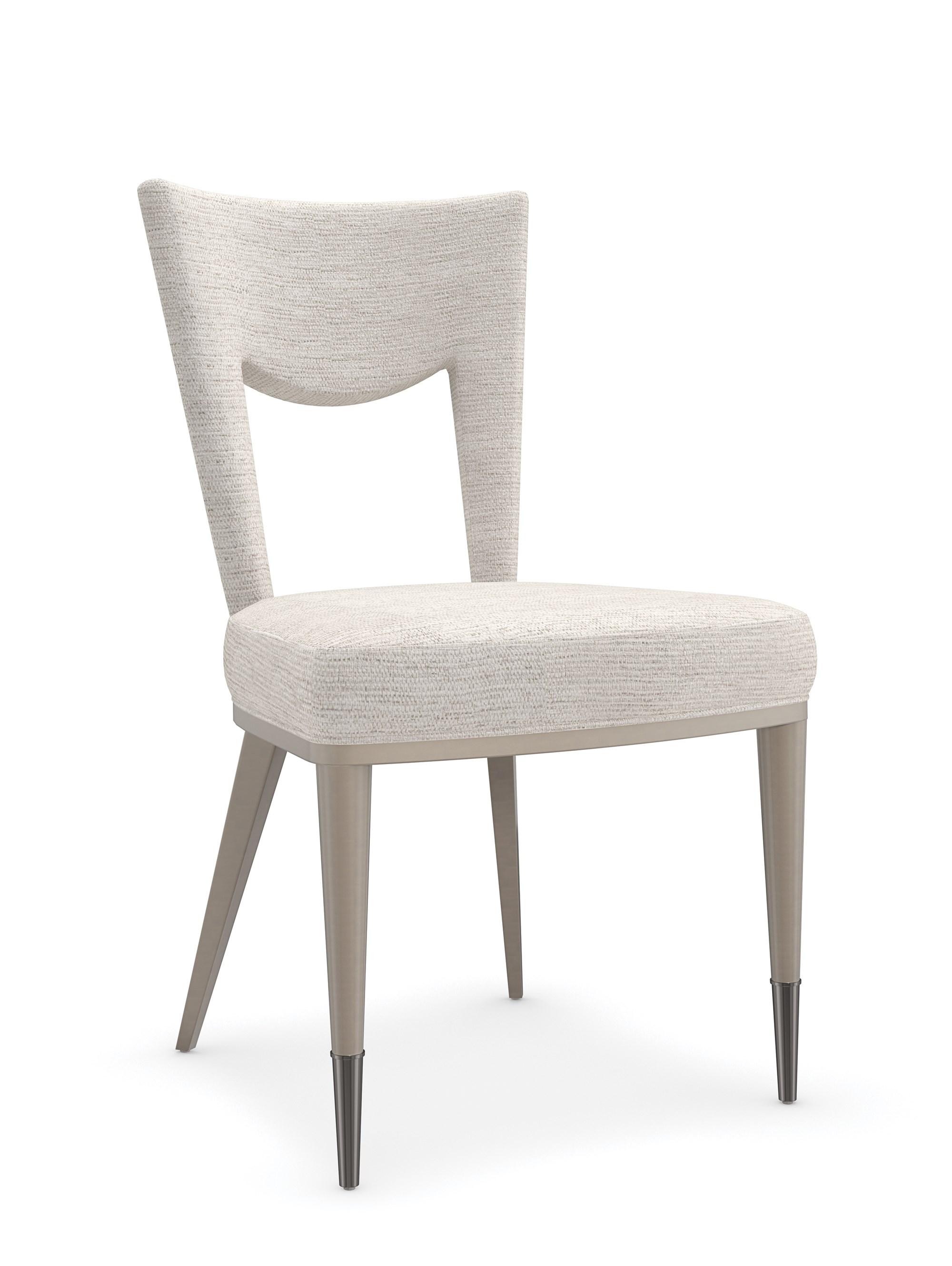 Contemporary Dining Chair Set STRATA CLA-422-284-Set-2 in Silver, Ivory 