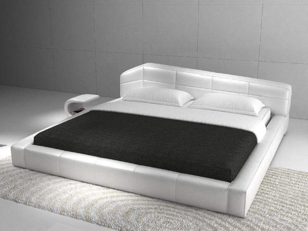 Contemporary Platform Bed Dream SKU17835-Q in White Eco Leather