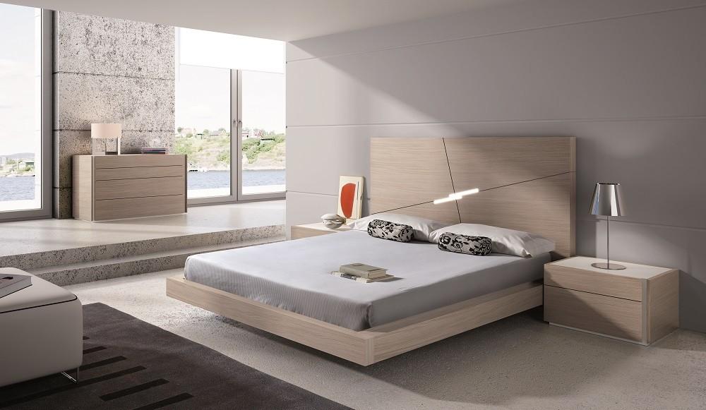 Modern Platform Bedroom Set Evora J&M-SKU18145-EK-Set-3 in Natural 
