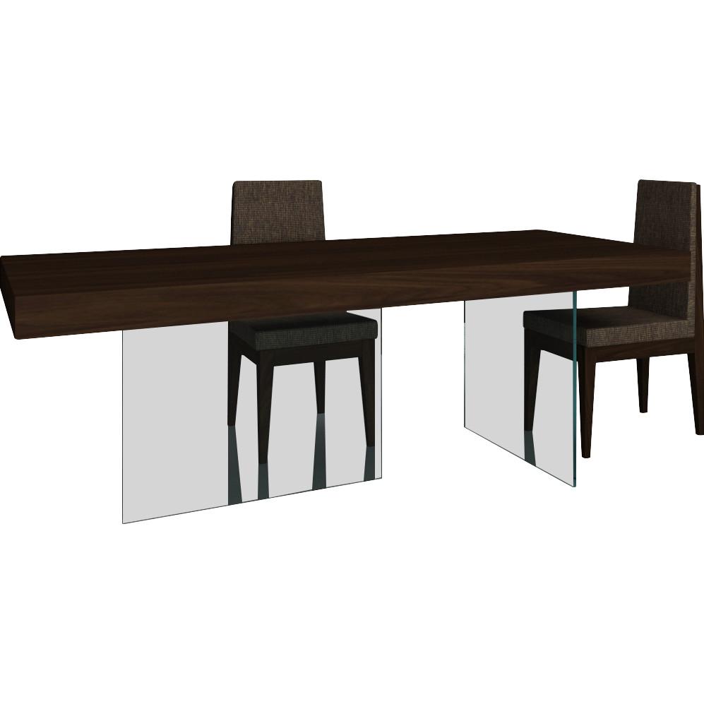 

    
Ultra Modern Design Brown Oak Wood & Glass Dining Table J&M Float
